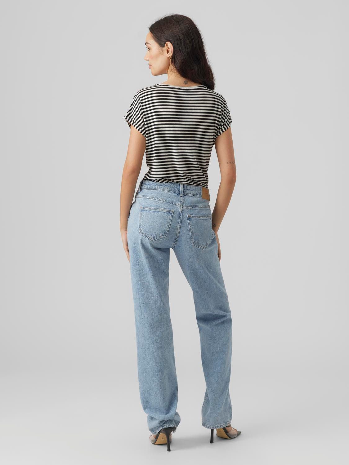 Vero Moda Shirt met ronde hals VMAVA PLAIN SS TOP STRIPE GA JRS NOOS