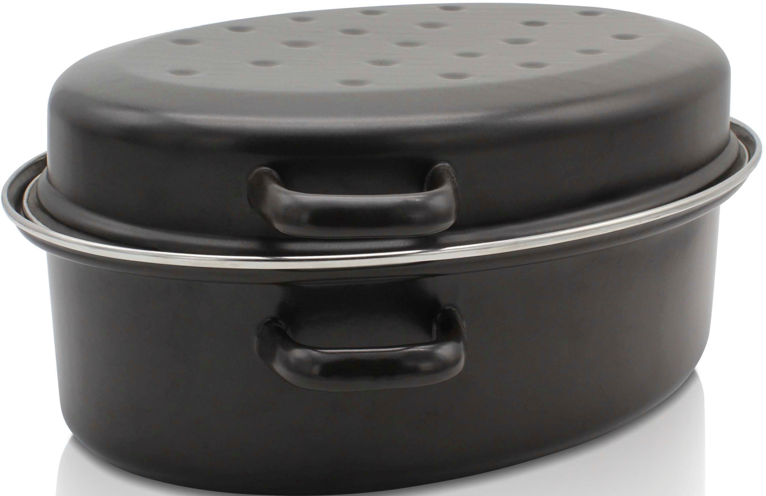 Krüger Braadpan met chroomrand, inductie braadpannen maat 30 cm x 38 cm x 12 cm zwart