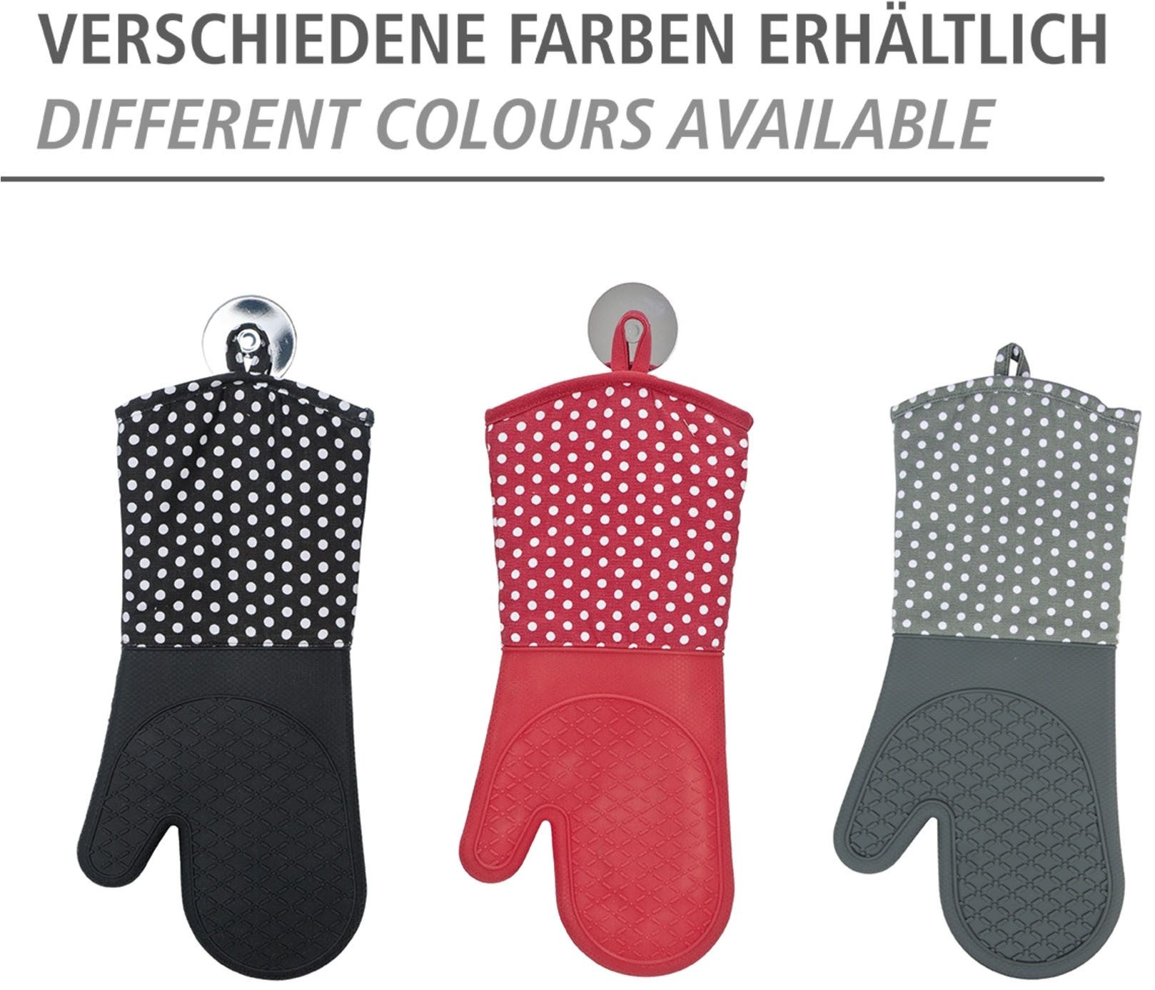WENKO Ovenwanten Model Silicoon Oven- en grillhandschoenen, hittebescherming, katoen binnenkant, 1 paar (set, 2-delig)