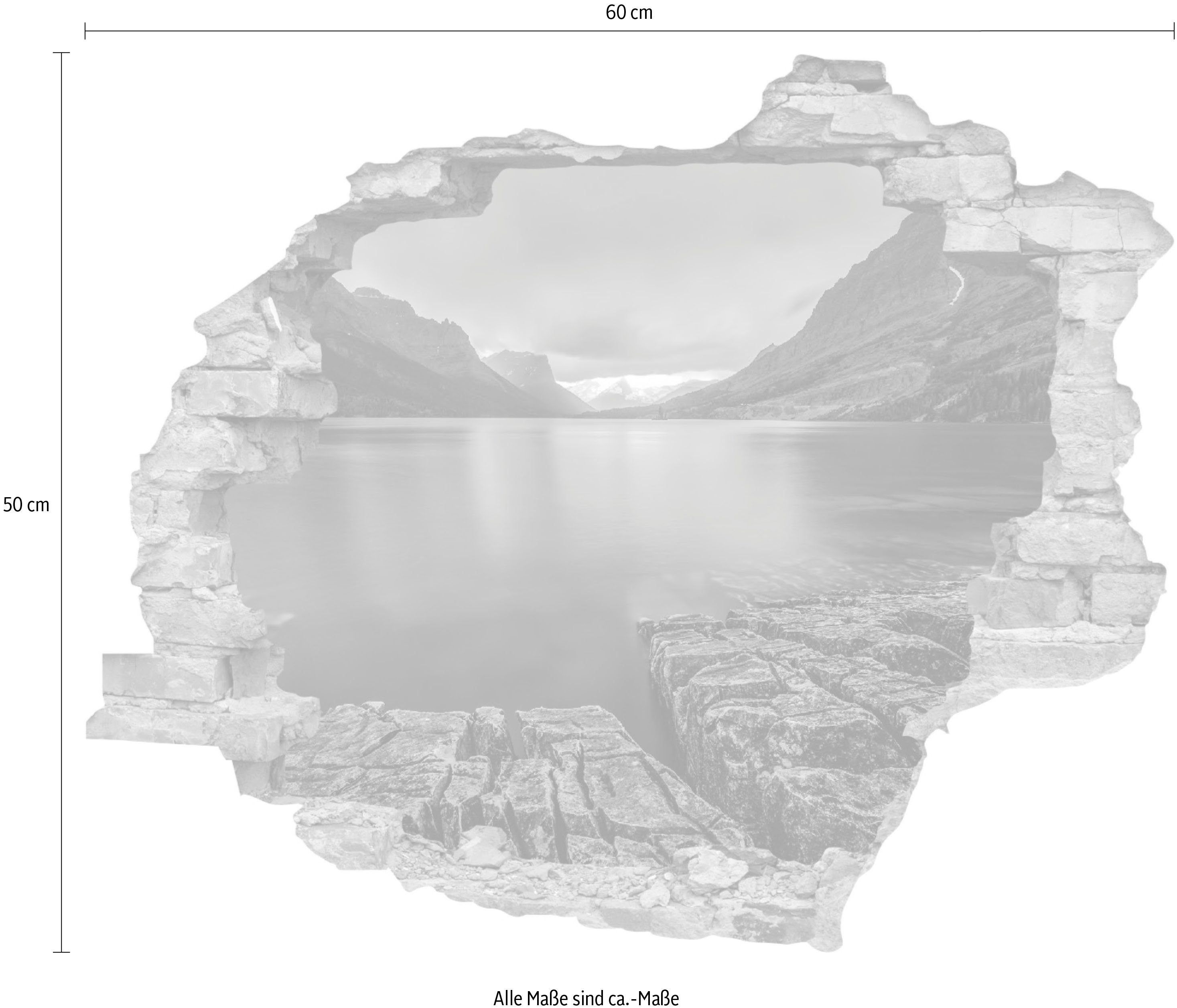 queence Wandfolie Meer Muursticker, muurdecoratie, zelfklevend, 3D, muurdurchbraak (1 stuk)