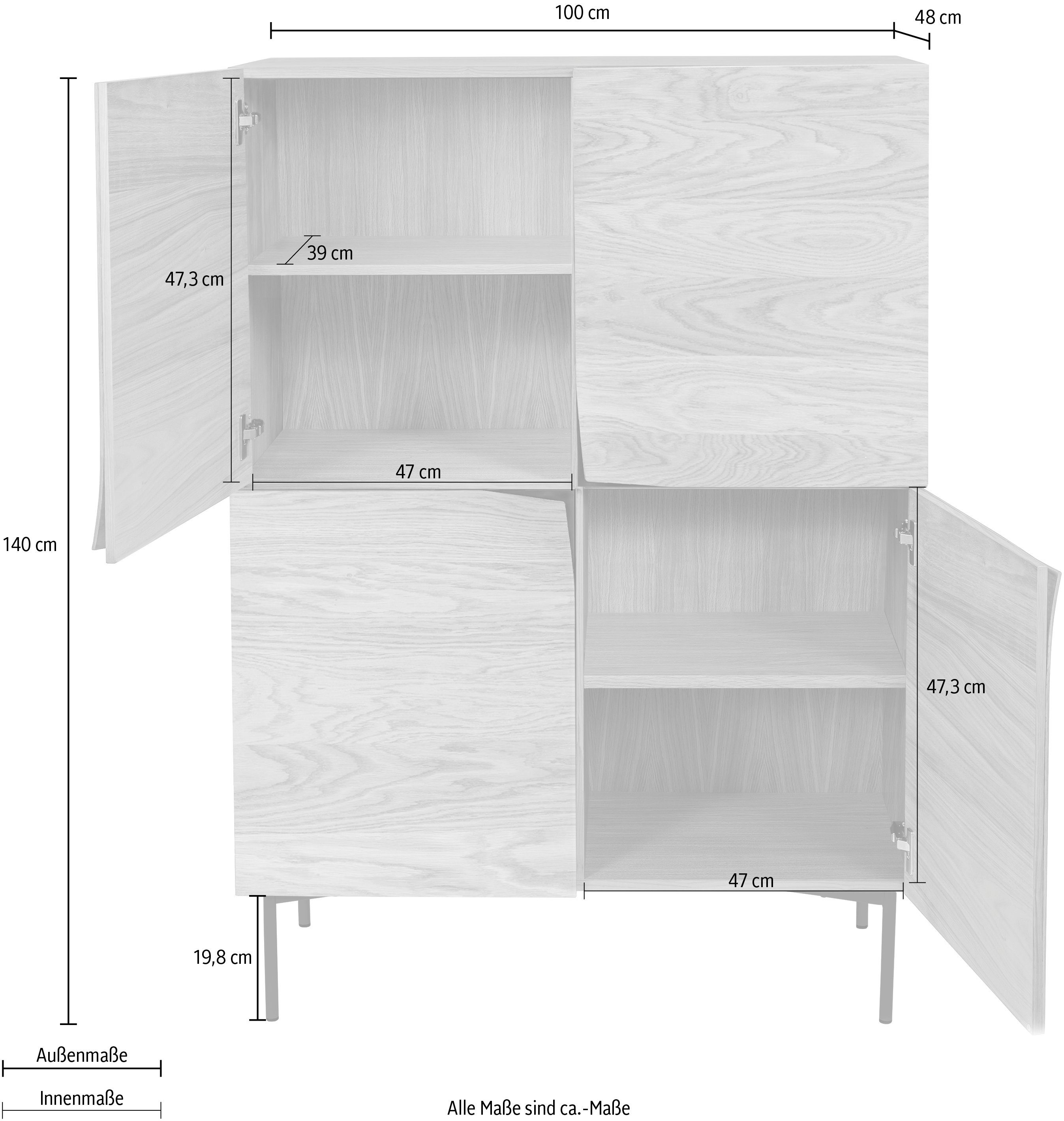 Woodman Highboard Commode met eiken fineer, in Scandinavisch ontwerp