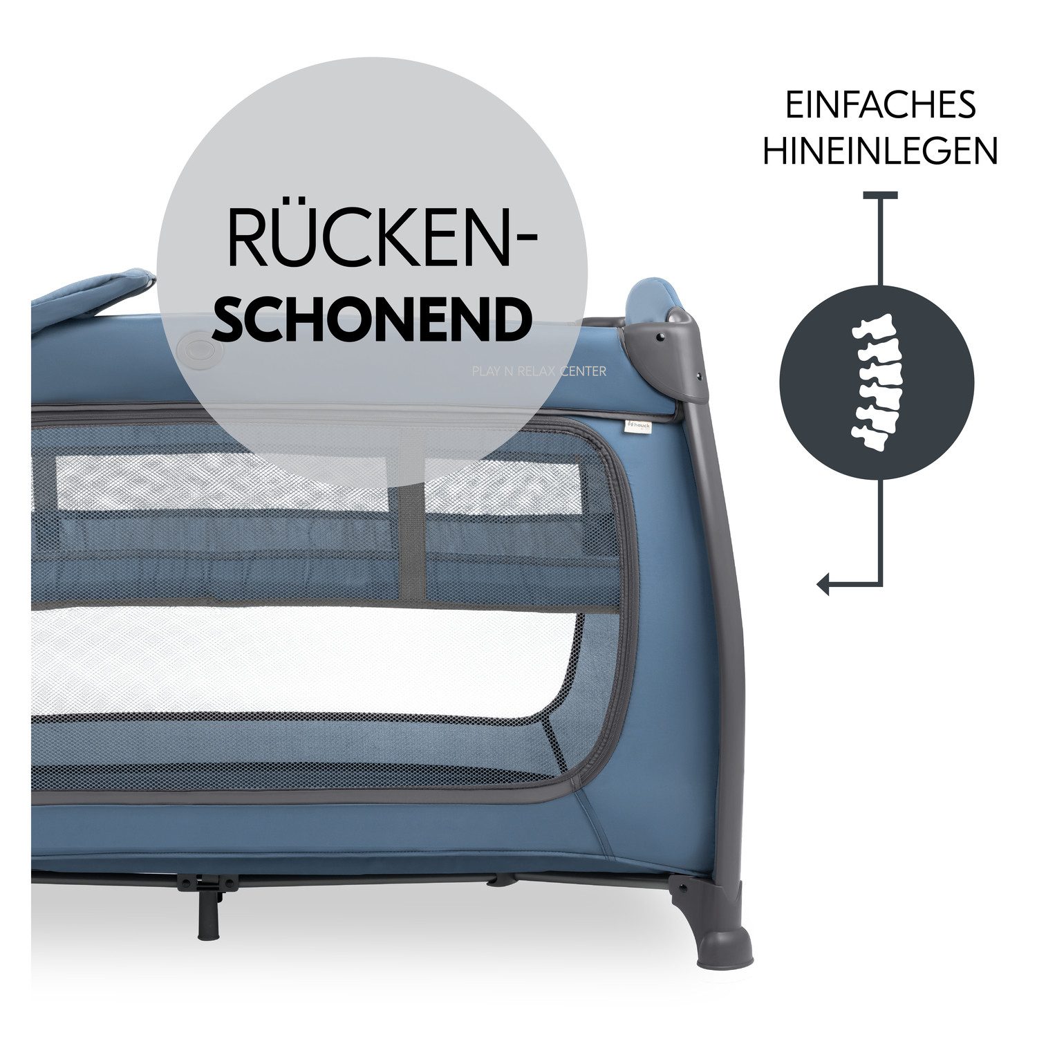 Hauck Baby-campingbed Play N Relax Center, dark blue inclusief newborn-inzet, verschoonruimte, uitgang, wielen