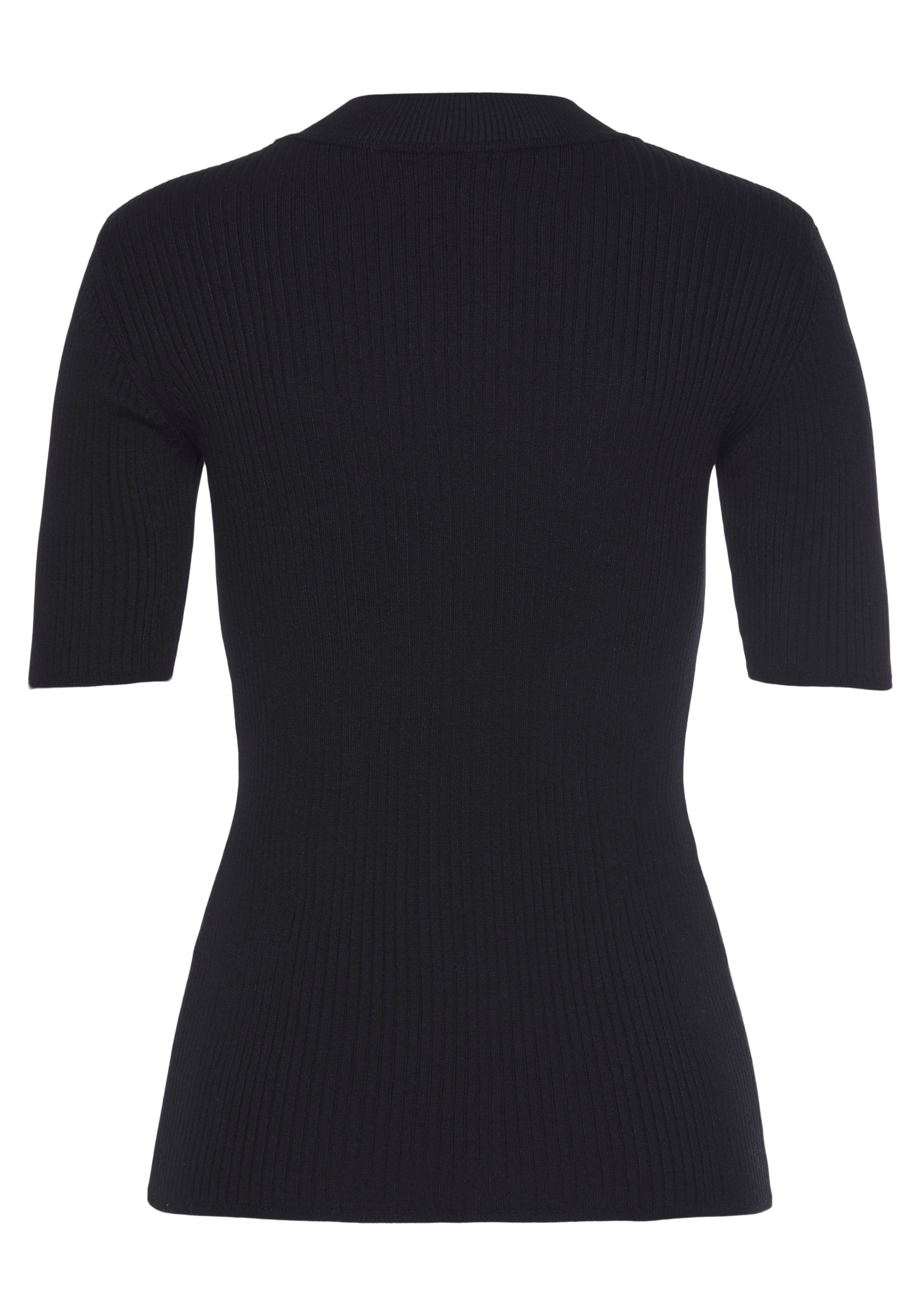 Lascana Trui met korte mouwen met ribstructuur figuuraccentuerende gebreide trui basic