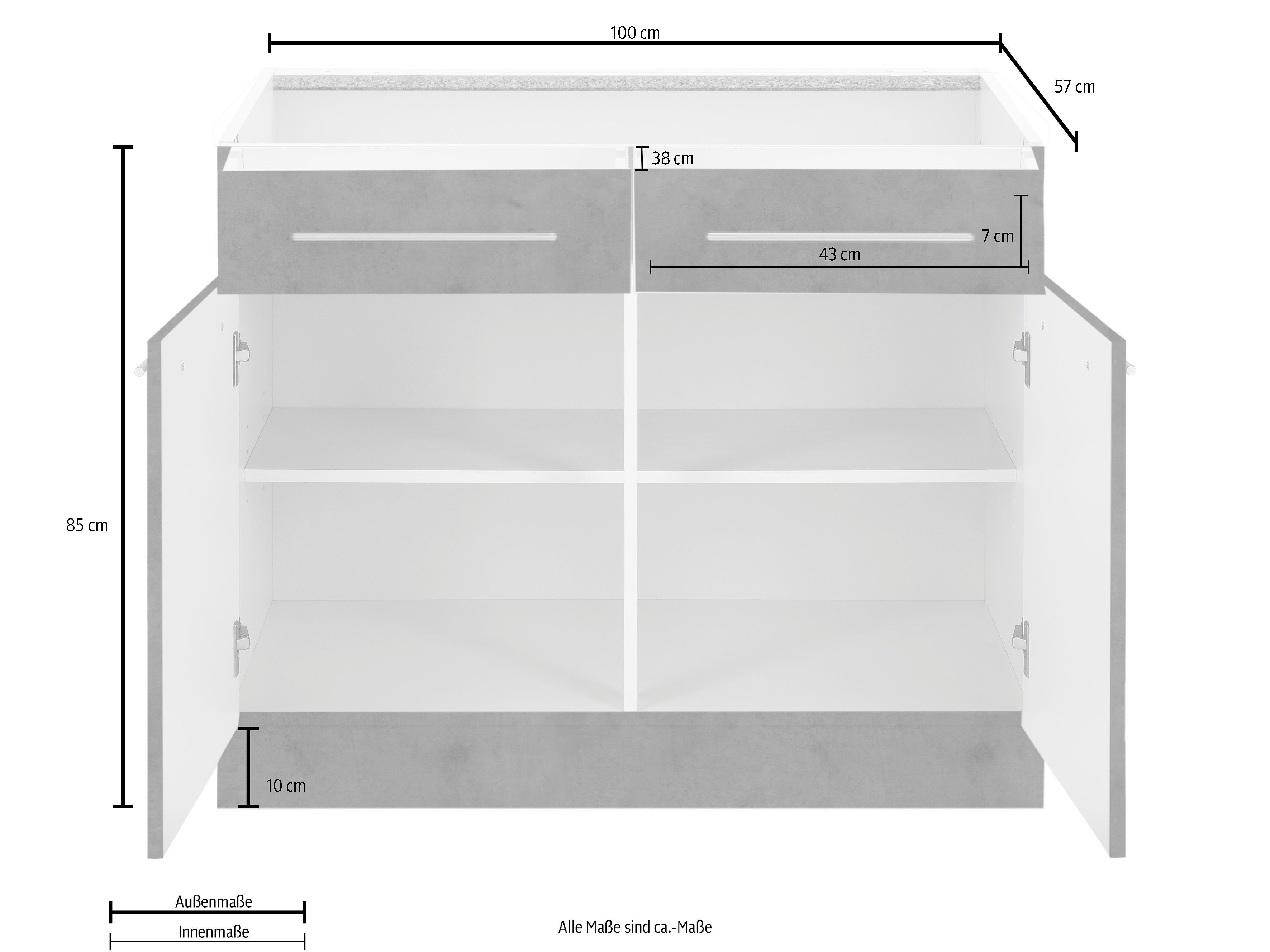 wiho Küchen Onderkast Flexi2 Breedte 100 cm