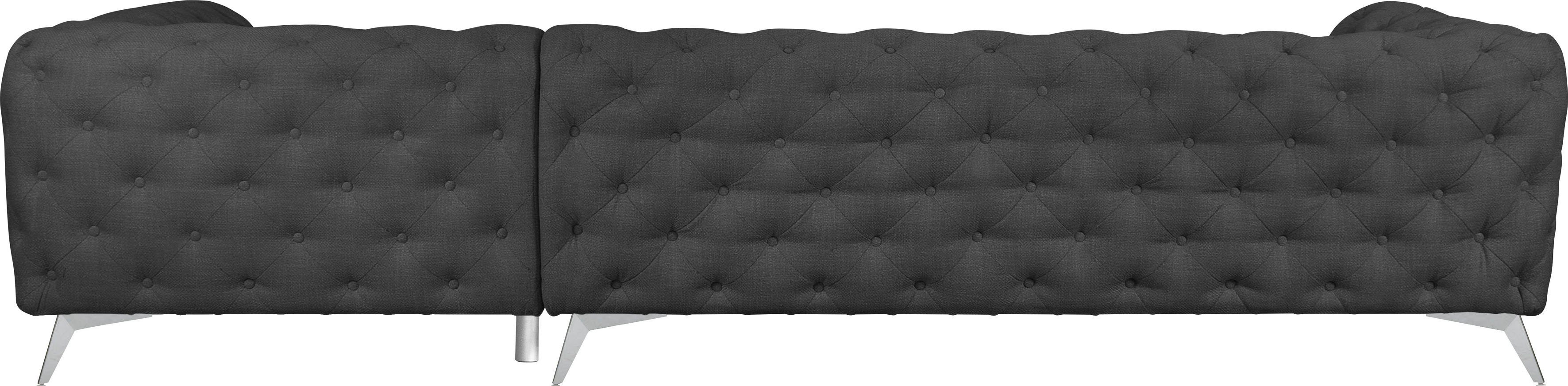 Leonique Chesterfield-bank Glynis L-vorm luxueuze capitonnage, moderne chesterfield look, kleur van de poten ter keuze