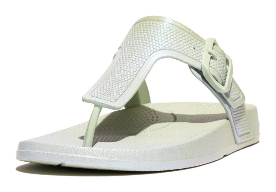 Fitflop Teenslippers IQUSHION IRIDESCENT ADJUSTABLE BUCKLE sleehak, zomerschoen, slippers met verstelbare gesp