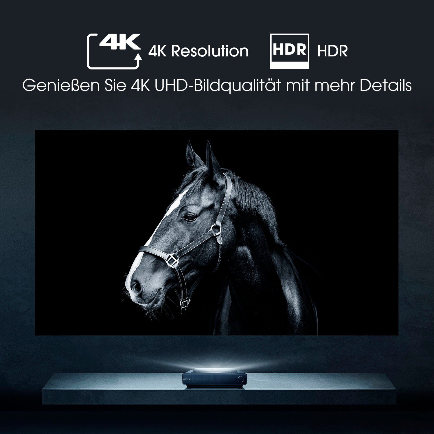 Hisense Laser-tv PX1-Pro 90-130 inch Trichroma laserprojector, 4K Ultra HD, 4k laser cinema, rgb lasertechnologie, android q - zonder scherm