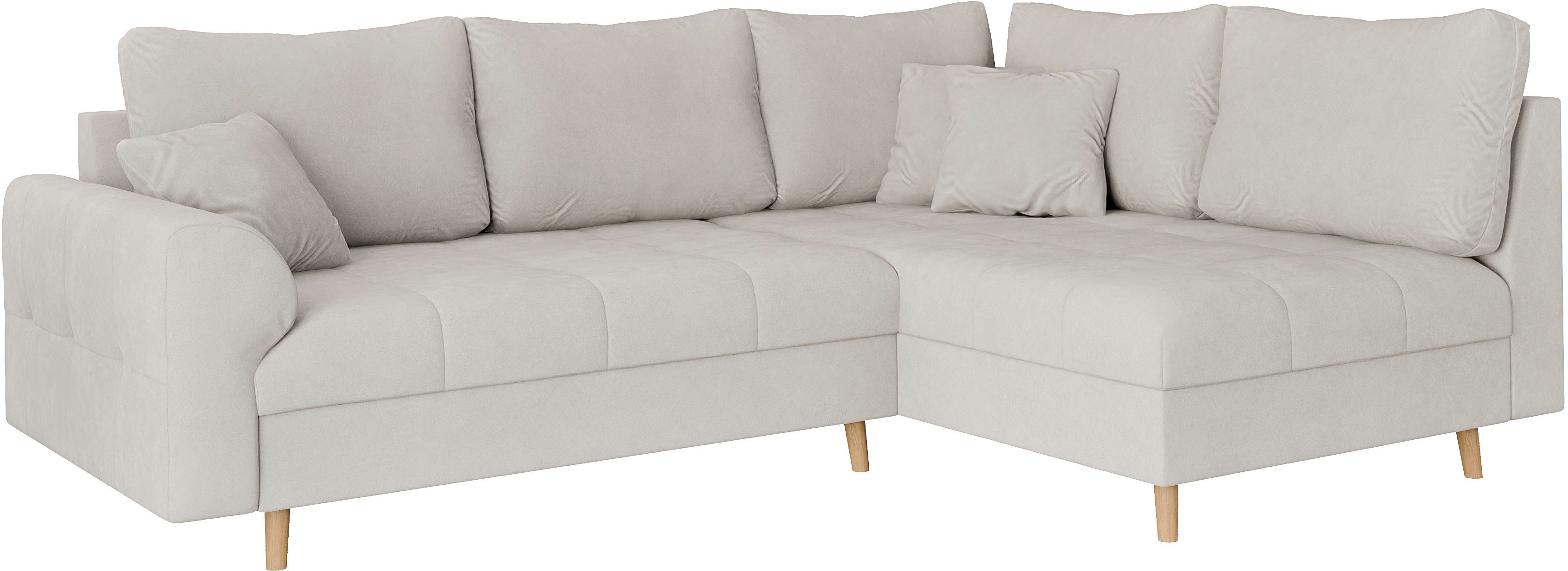 Home affaire Hoekbank CHARRE L-vorm met ottomane, afmetingen B/D/H: 231/161/81 cm fijne stiksels, losse rug- en sierkussens, ook in cord en bouclé