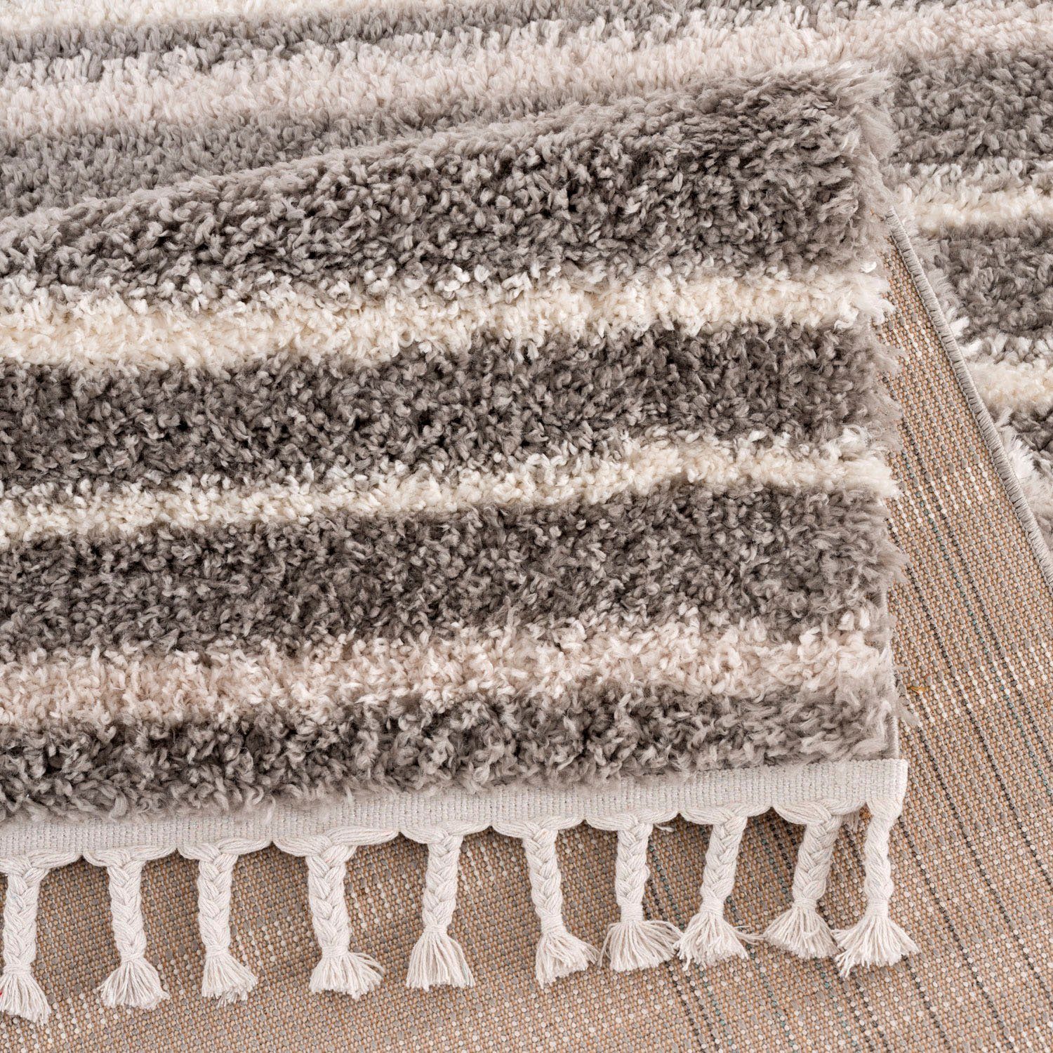 Carpet City Hoogpolig vloerkleed Pulpy 520 bijzonder zacht, met franje, strepen-look