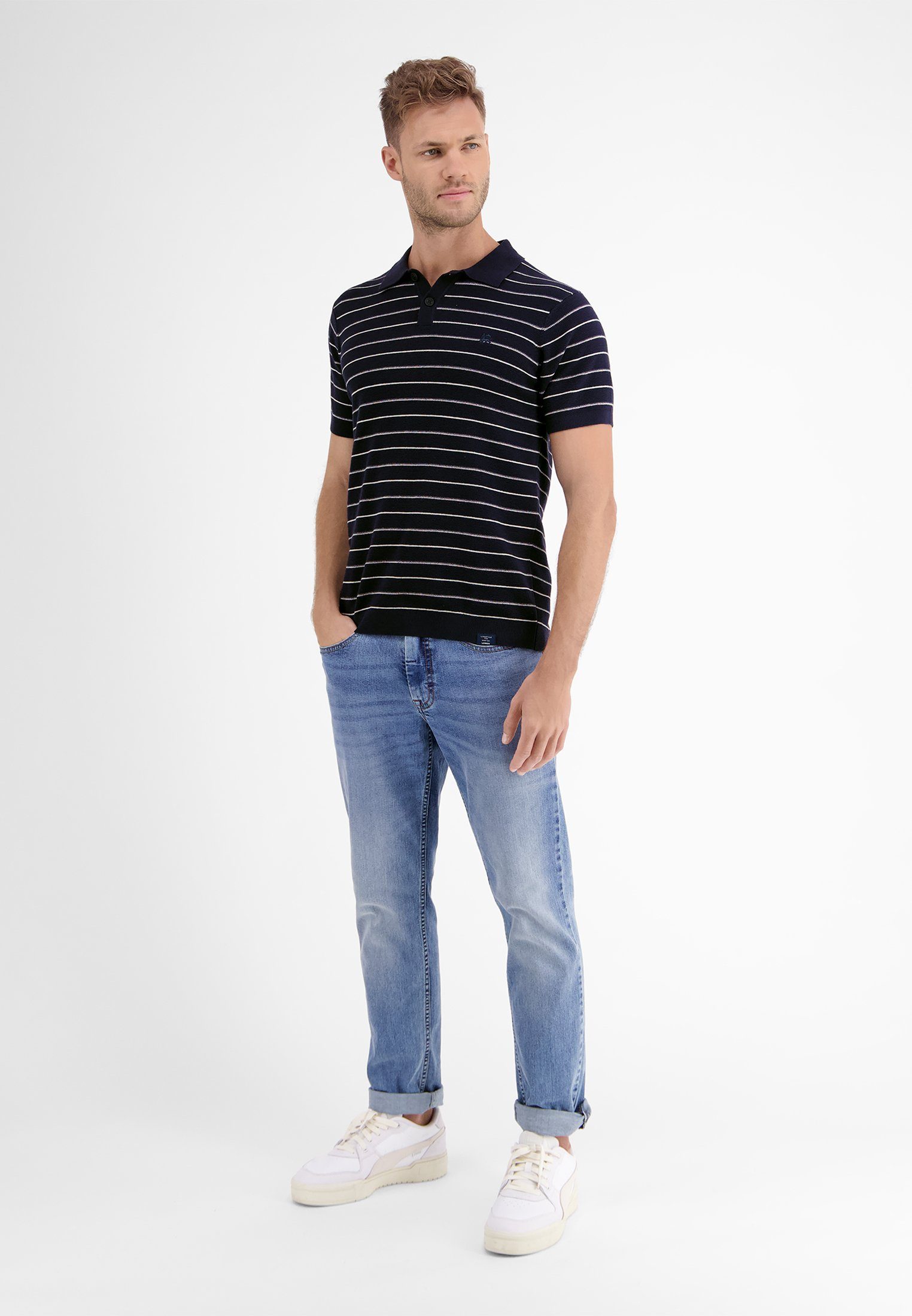 Lerros Poloshirt LERROS poloshirt in zomerse-stijl gebreide look