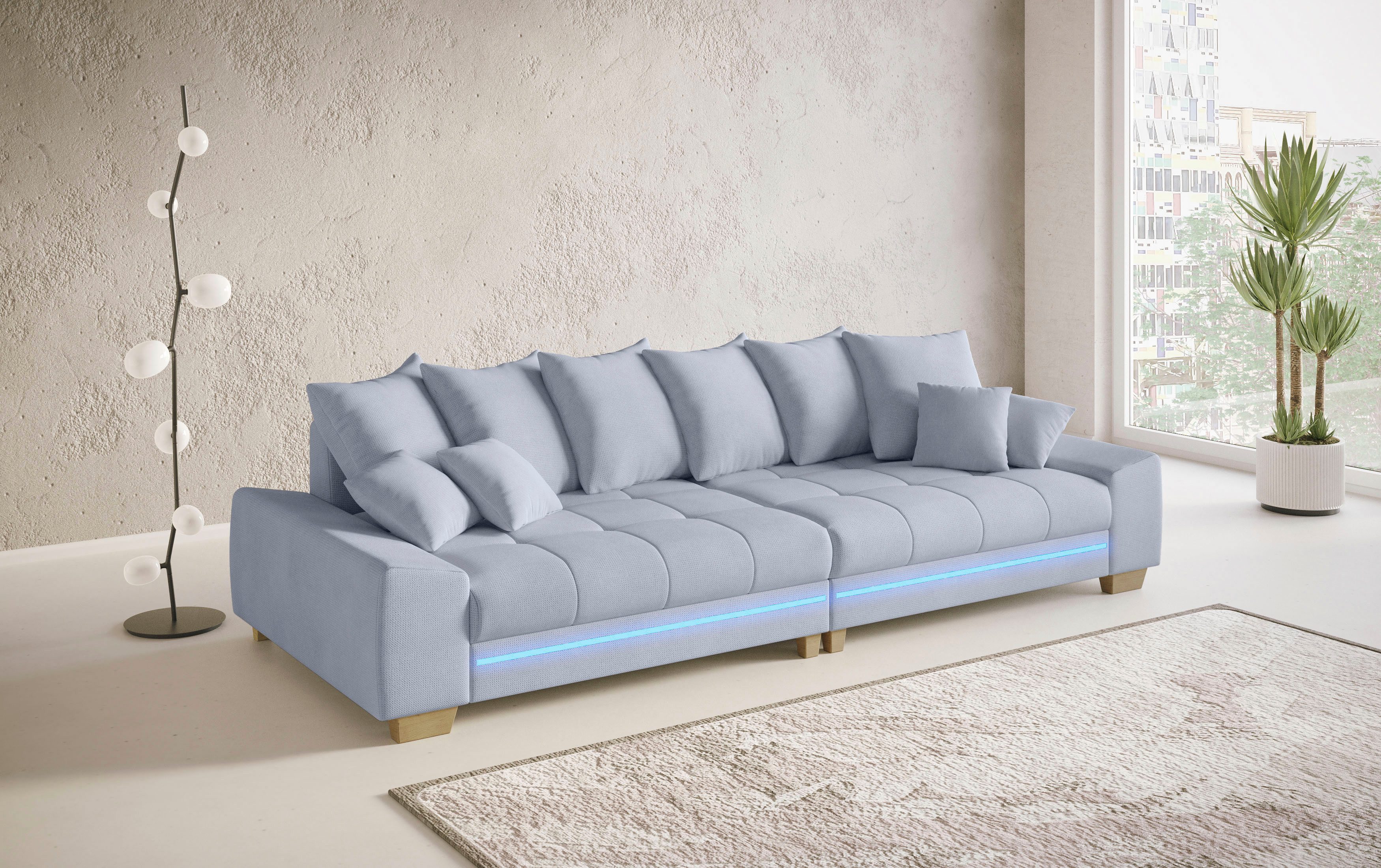 Mr. Couch Megabank Nikita II met rgb-led-verlichting, koudschuim bekleding tot 140 kg belastbaar