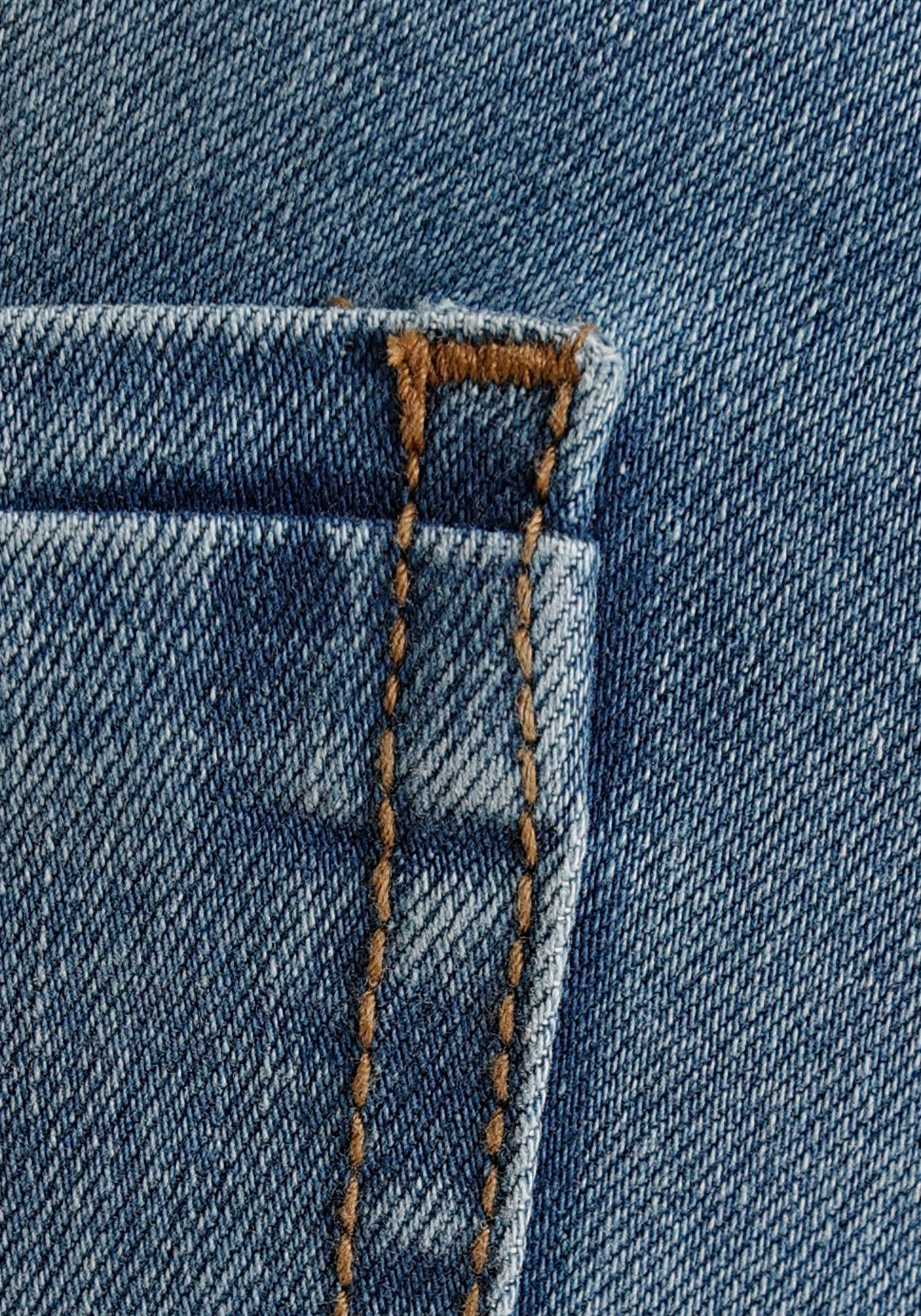 H.I.S Jeansshort DEYO rechte snit, used-wassing, lage taille