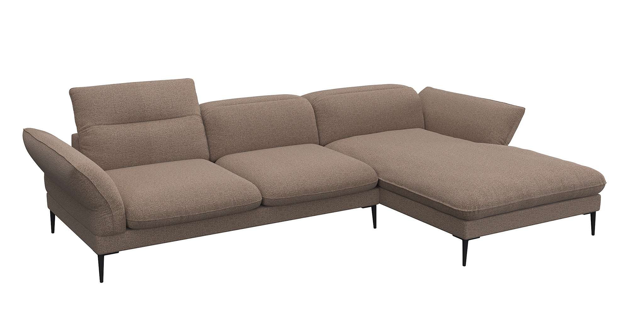 FLEXLUX Hoekbank Salino, functionele bank met recamiere, relaxbank, hoekbank Bank met arm- en hoofdeinde verstellingen, koudschuim & staalgolven