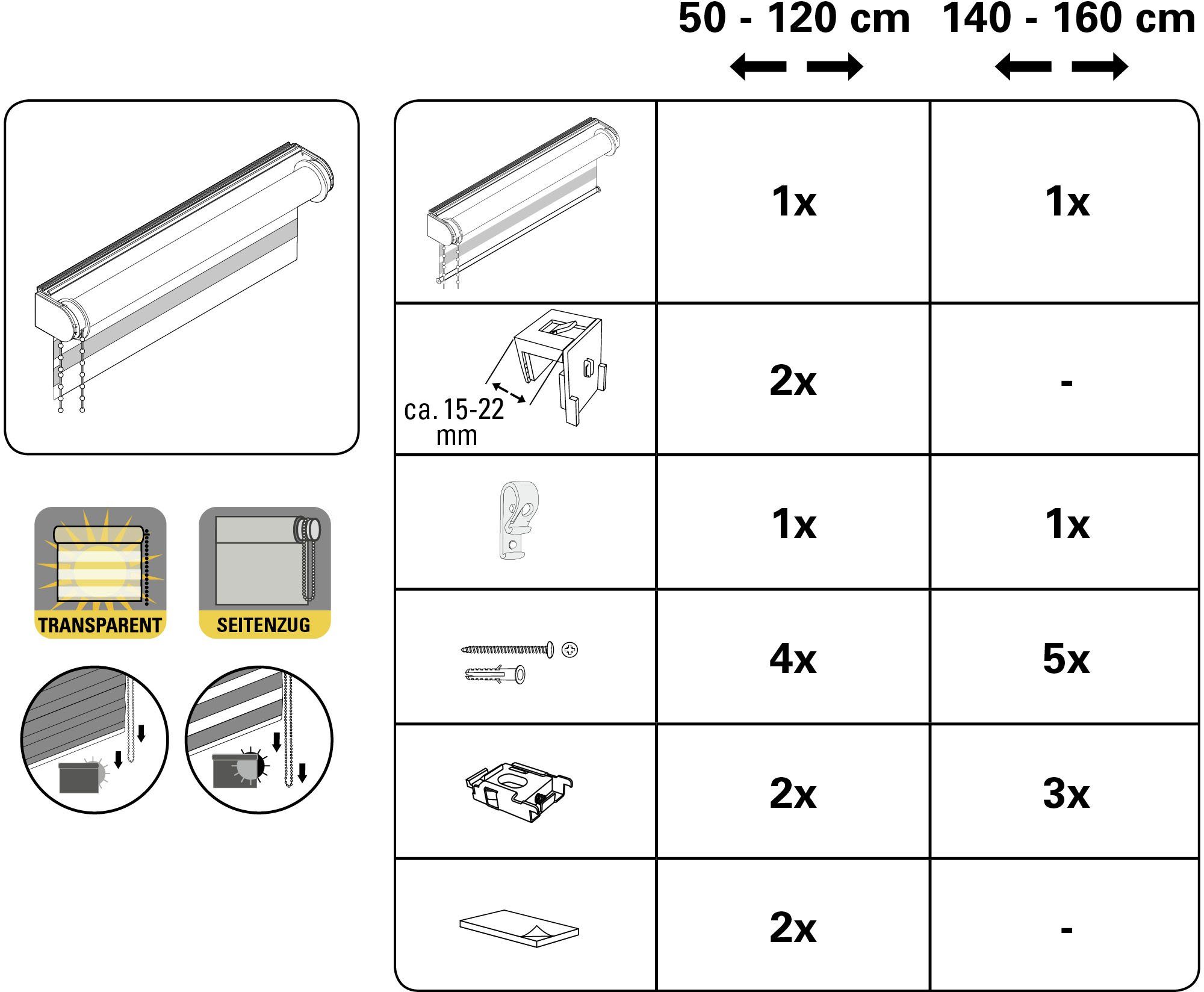 GARDINIA Duo-rolgordijn De luxe hoogwaardig totaalconcept met zilveren metalen componenten (1 stuk)