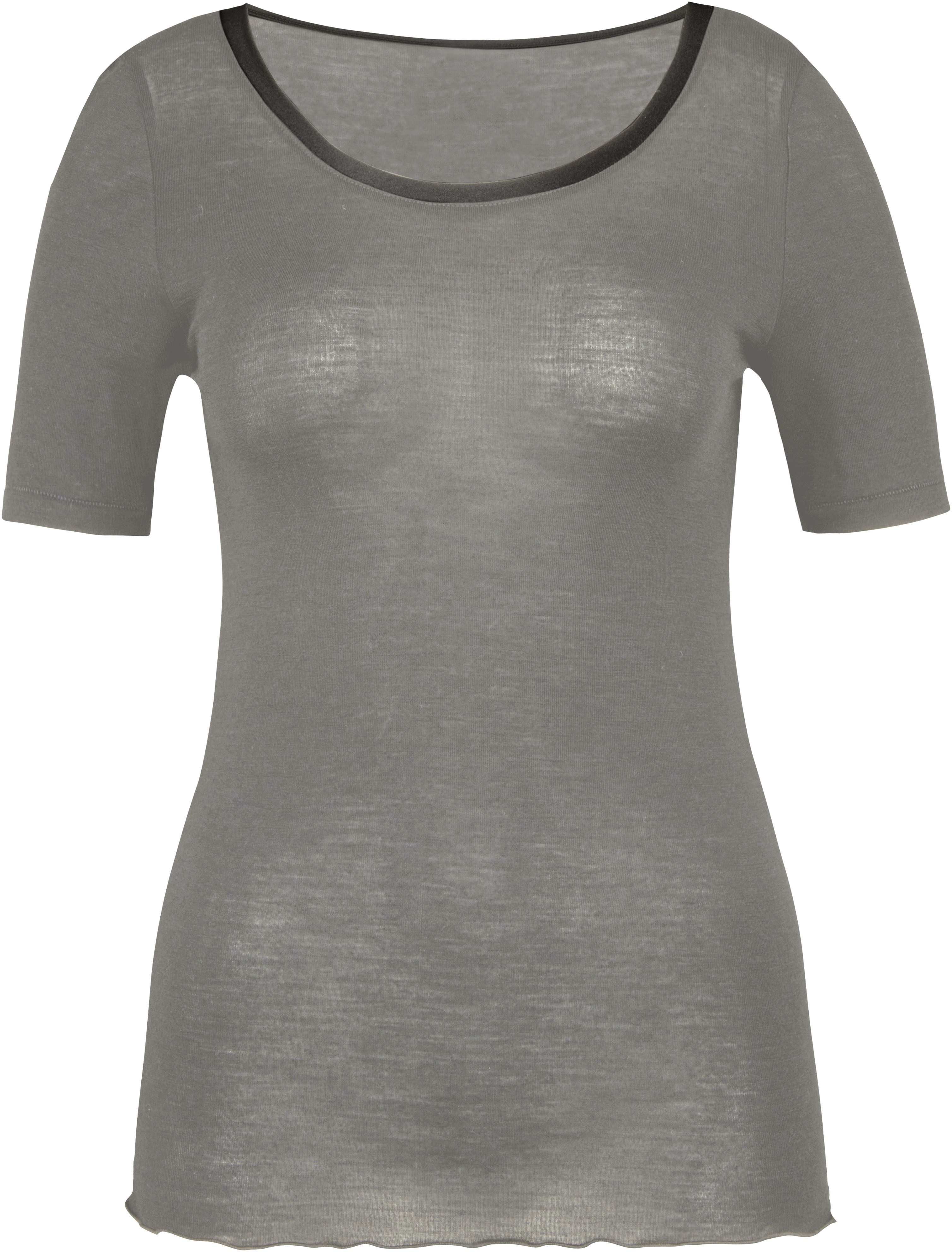 CALIDA Shirt met korte mouwen True Confidence met satijnen bies bij de ronde hals