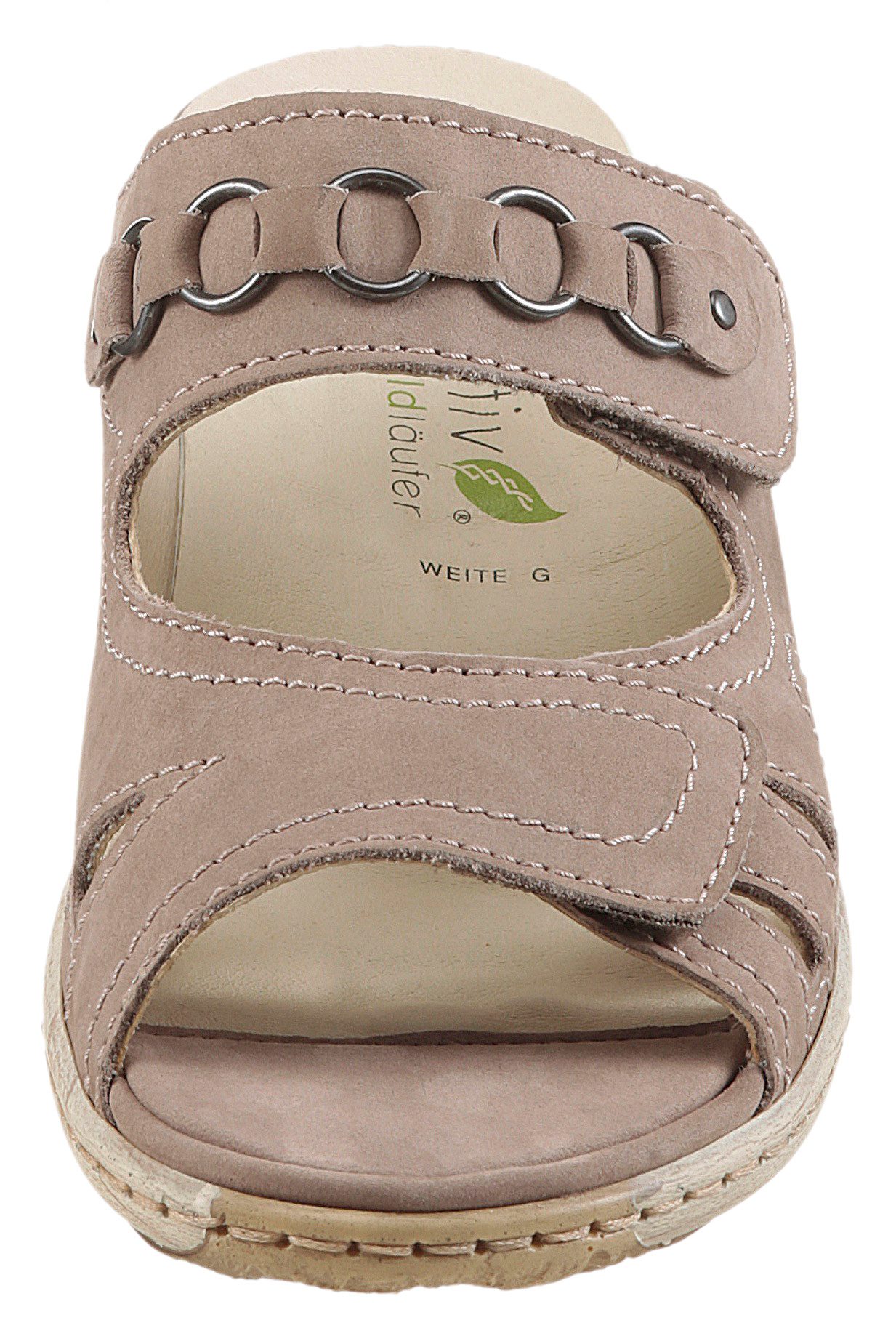Waldläufer Slippers Garda , sleehak, zomerschoen, pantoffels met juwelenapplicatie, wijdte g