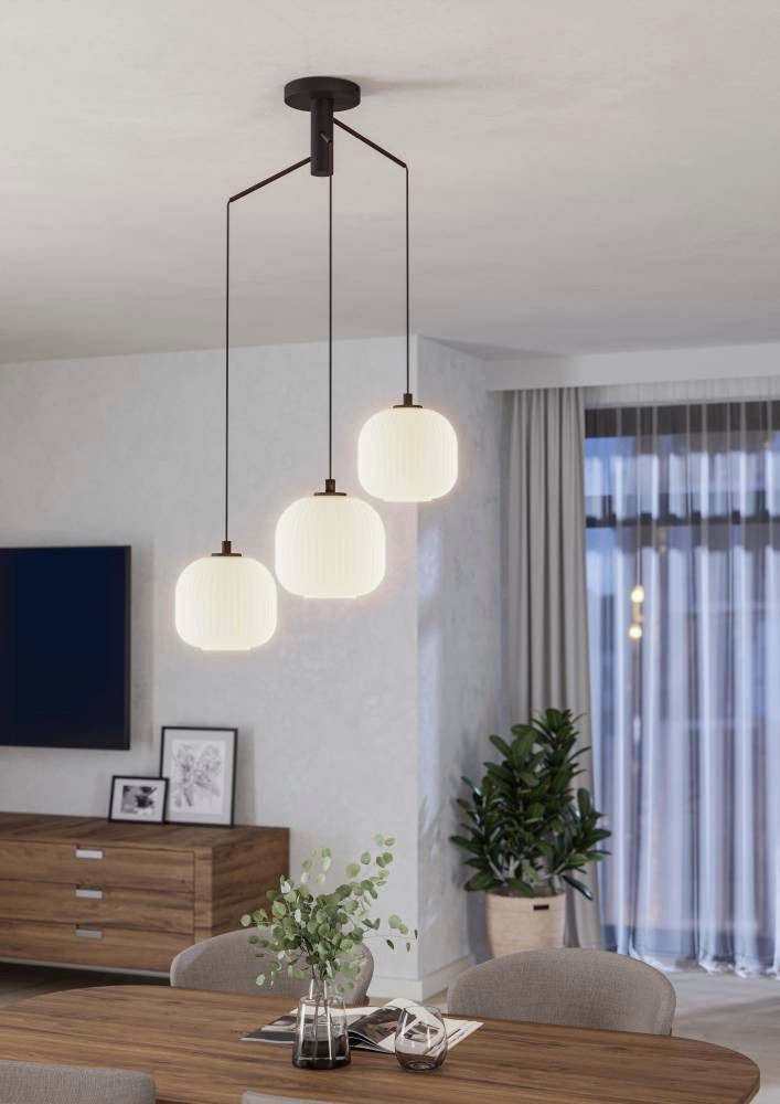 EGLO Hanglamp MANTUNALLE Hanglamp, staal, glas, IP20, E27, eettafellamp, lamp (1 stuk)