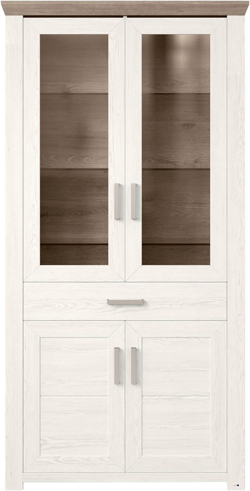 set one by Musterring Staande vitrinekast York Type 18, met twee glazen deuren, in 3 kleurvarianten, hoogte 207 cm