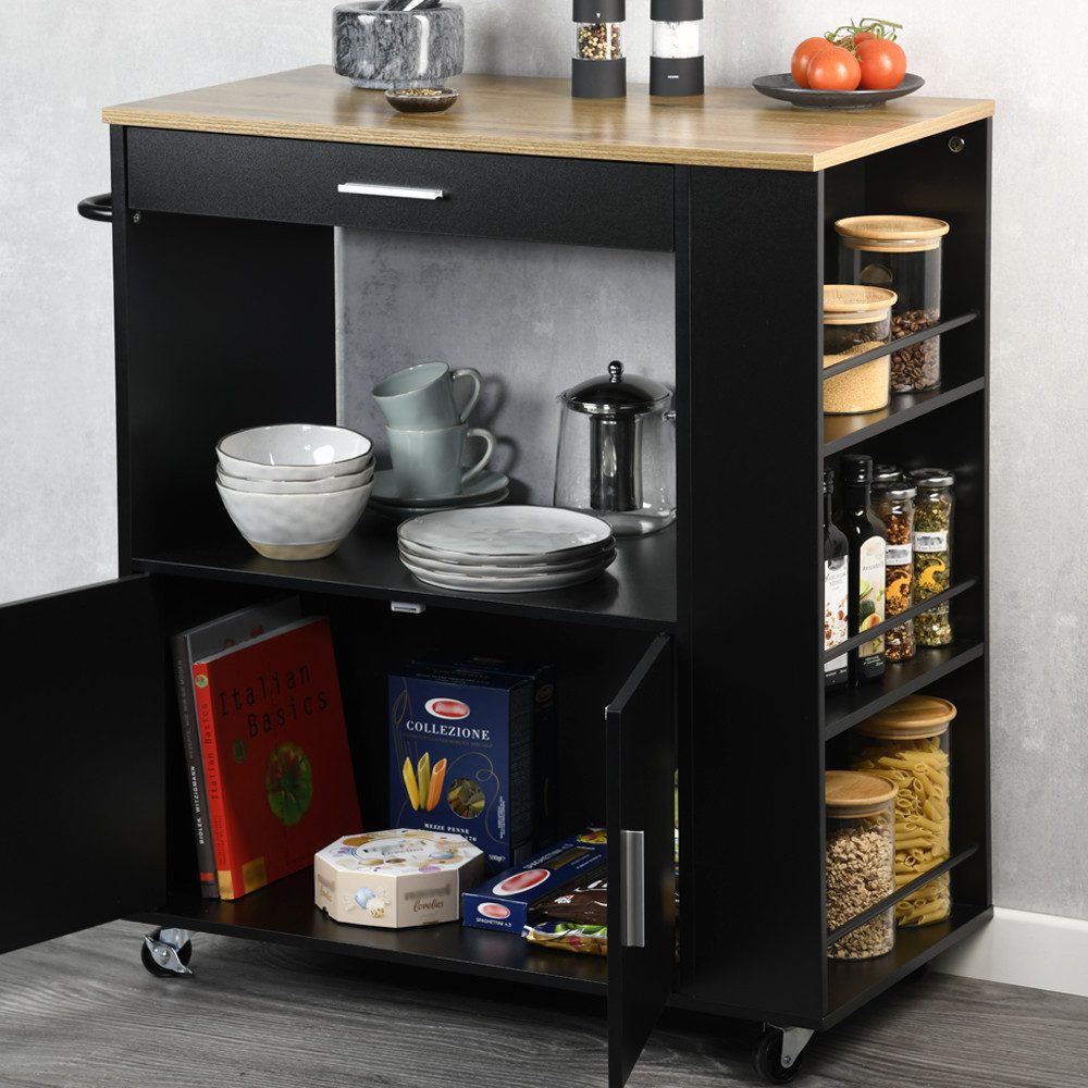 KESPER for kitchen & home Keukentrolley Servieswagen, FSC met 4 volledig beweegbare zwenkwielen