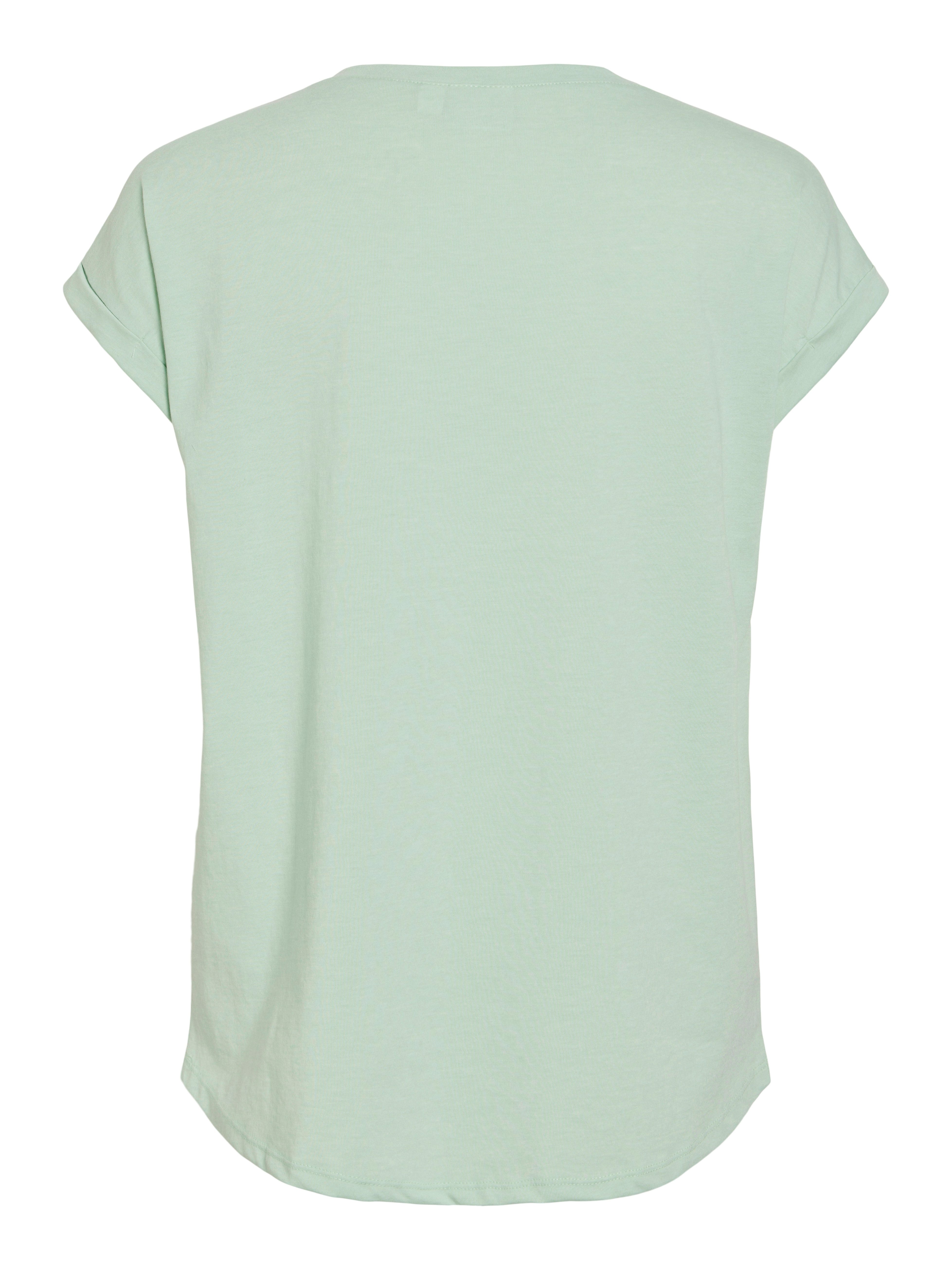 Vila Shirt met ronde hals VIDREAMERS NEW PURE T-SHIRT SU-NOOS Basic dames T-shirt met ronde hals en omgeslagen mouwen
