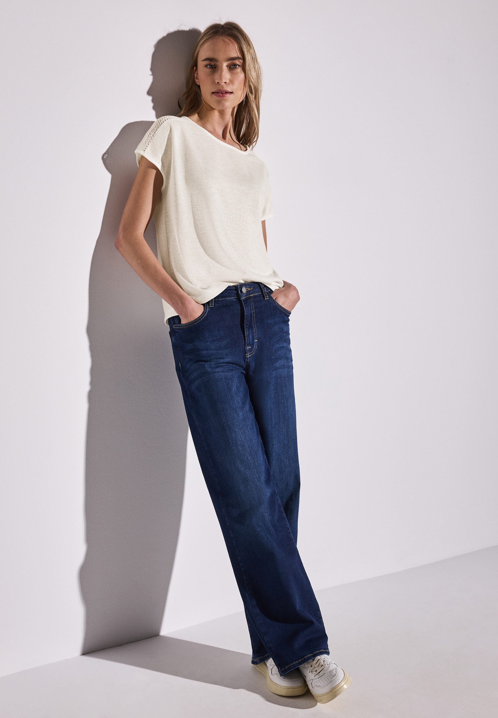 STREET ONE T-shirt met kanten detail
