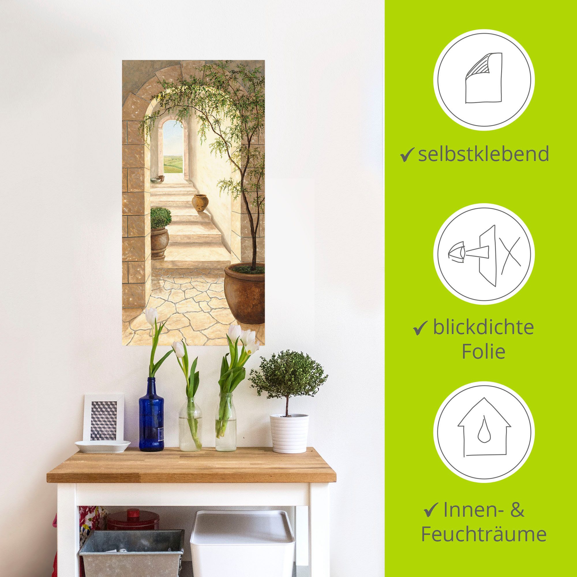 Artland Artprint Toscaanse doorgang als artprint van aluminium, artprint voor buiten, artprint op linnen, poster, muursticker
