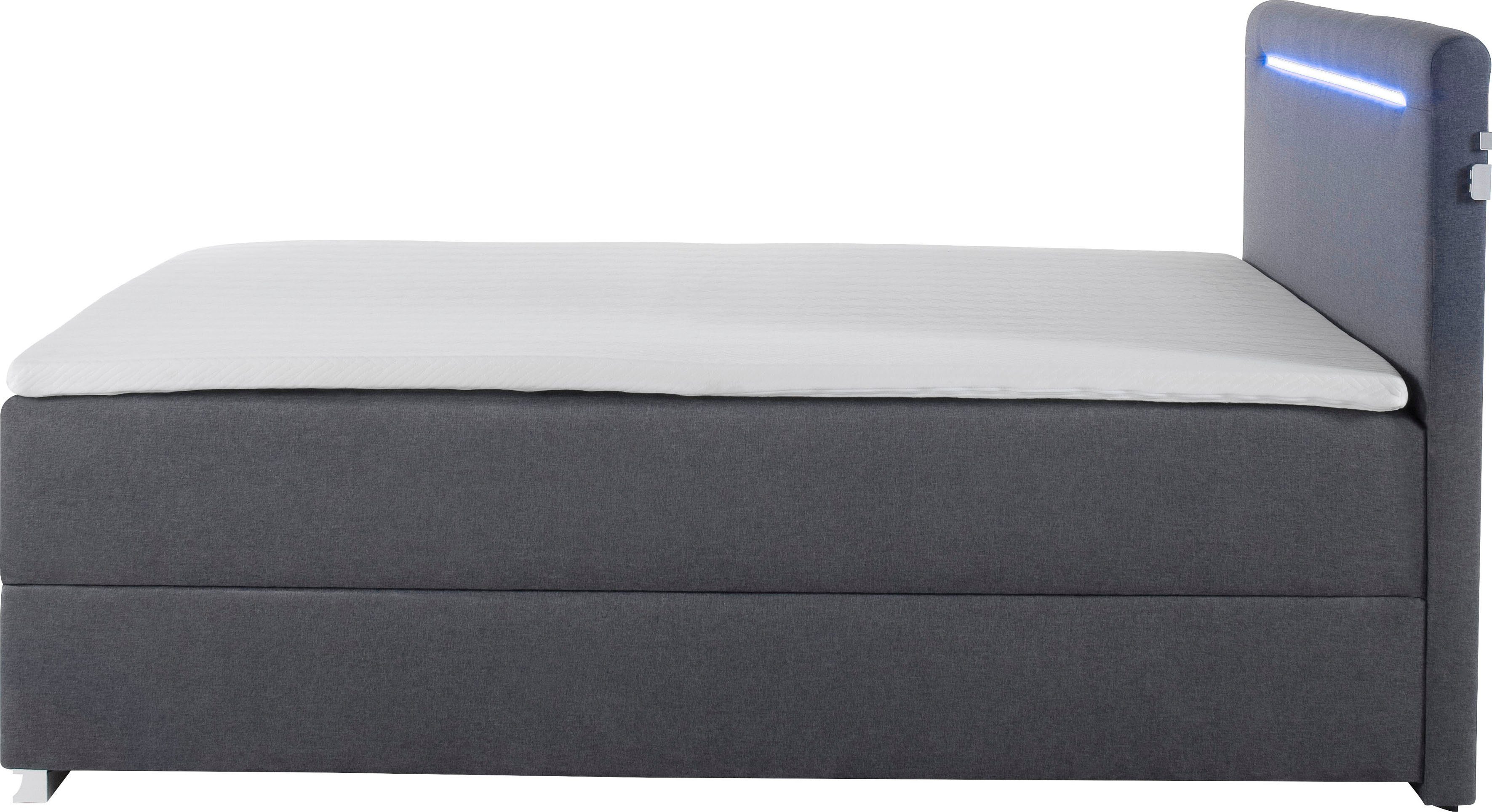 meise.möbel Boxspring Las Vegas Voeten en hoofdbord met ledverlichting, met bedkist en topmatras