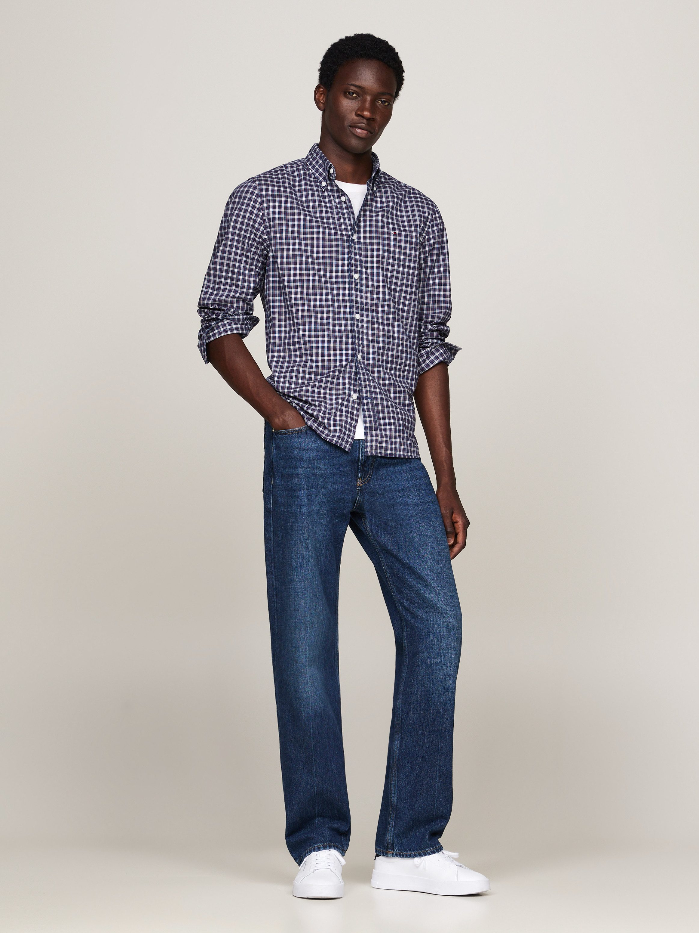 Tommy Hilfiger Overhemd met lange mouwen FLEX POPLIN MINI TARTAN RF SHIRT
