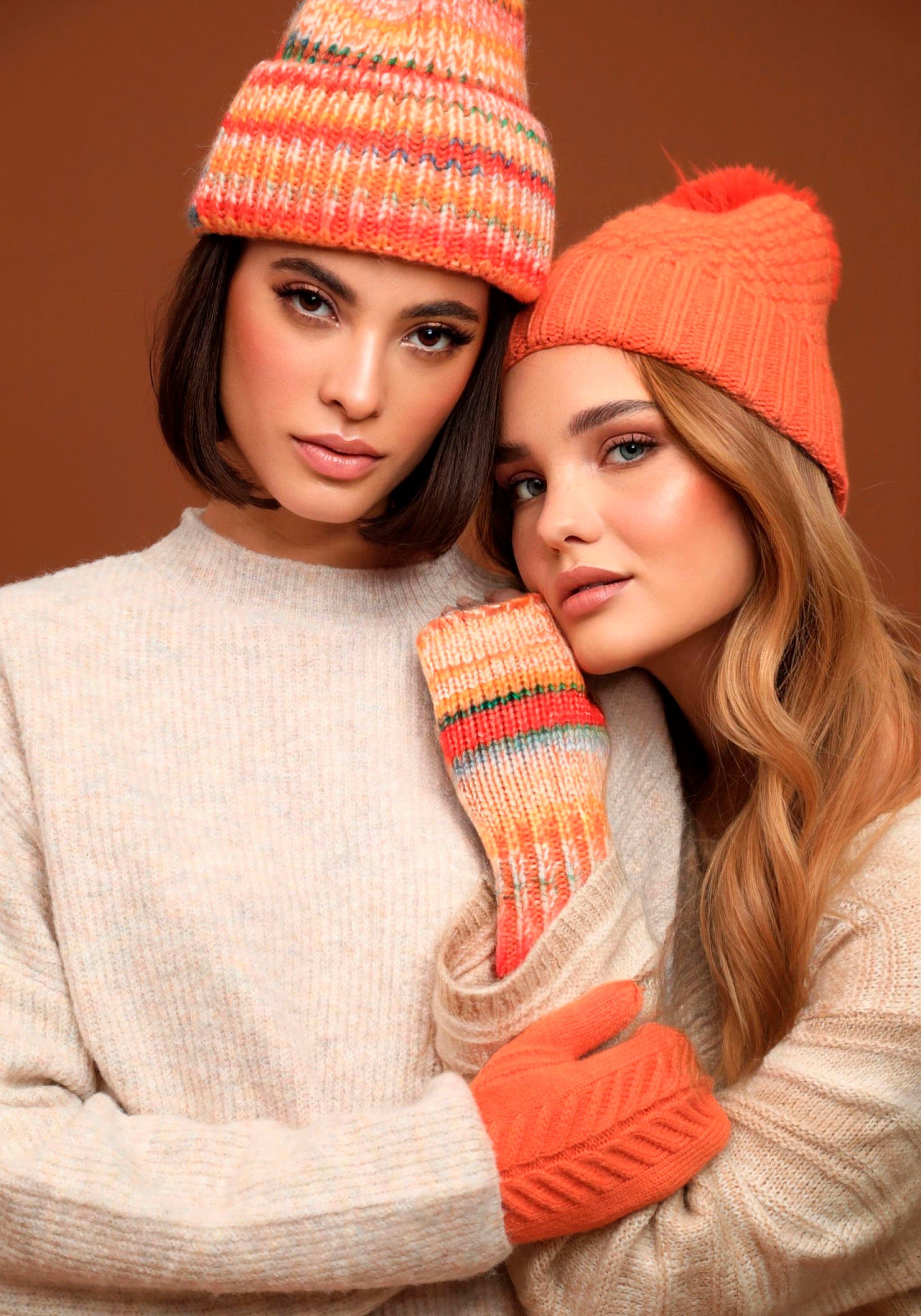 Capelli New York Beanie met levendige streeppatronen (set)