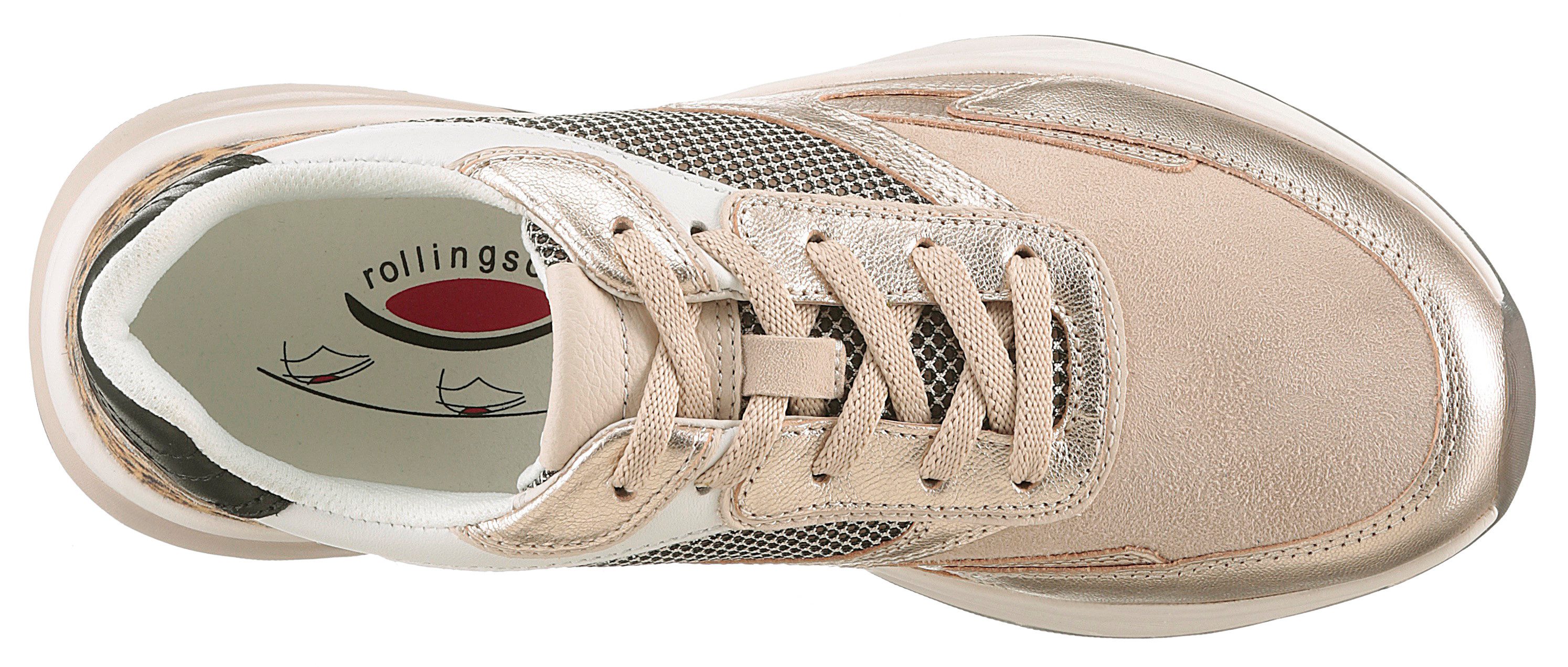 Gabor Rollingsoft Sneakers met sleehak vrijetijdsschoen, lage schoen, veterschoen met contrastafwerkingen
