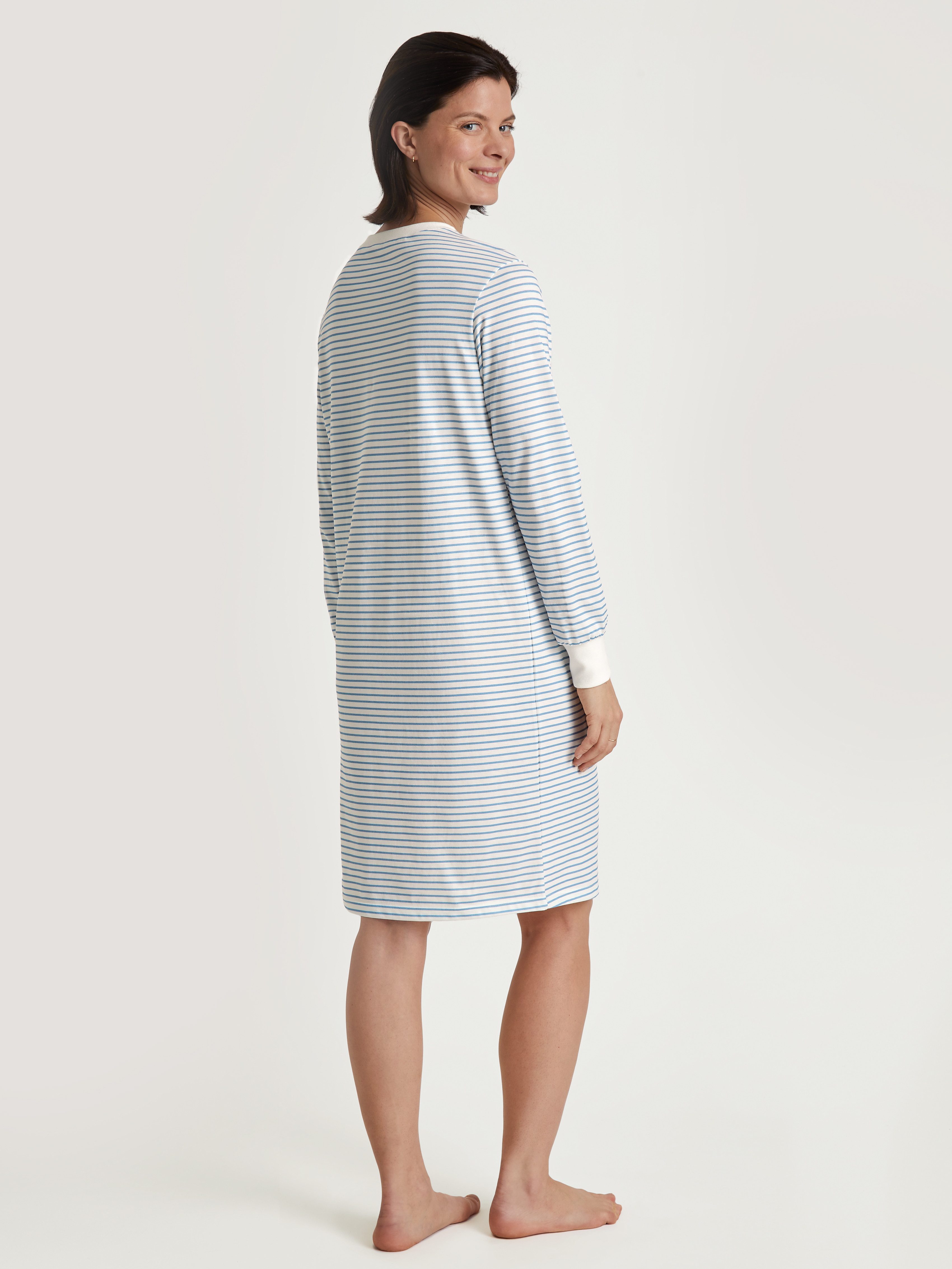 CALIDA Nachthemd Cotton Stripes met zachte boorden aan de mouwafsluitingen