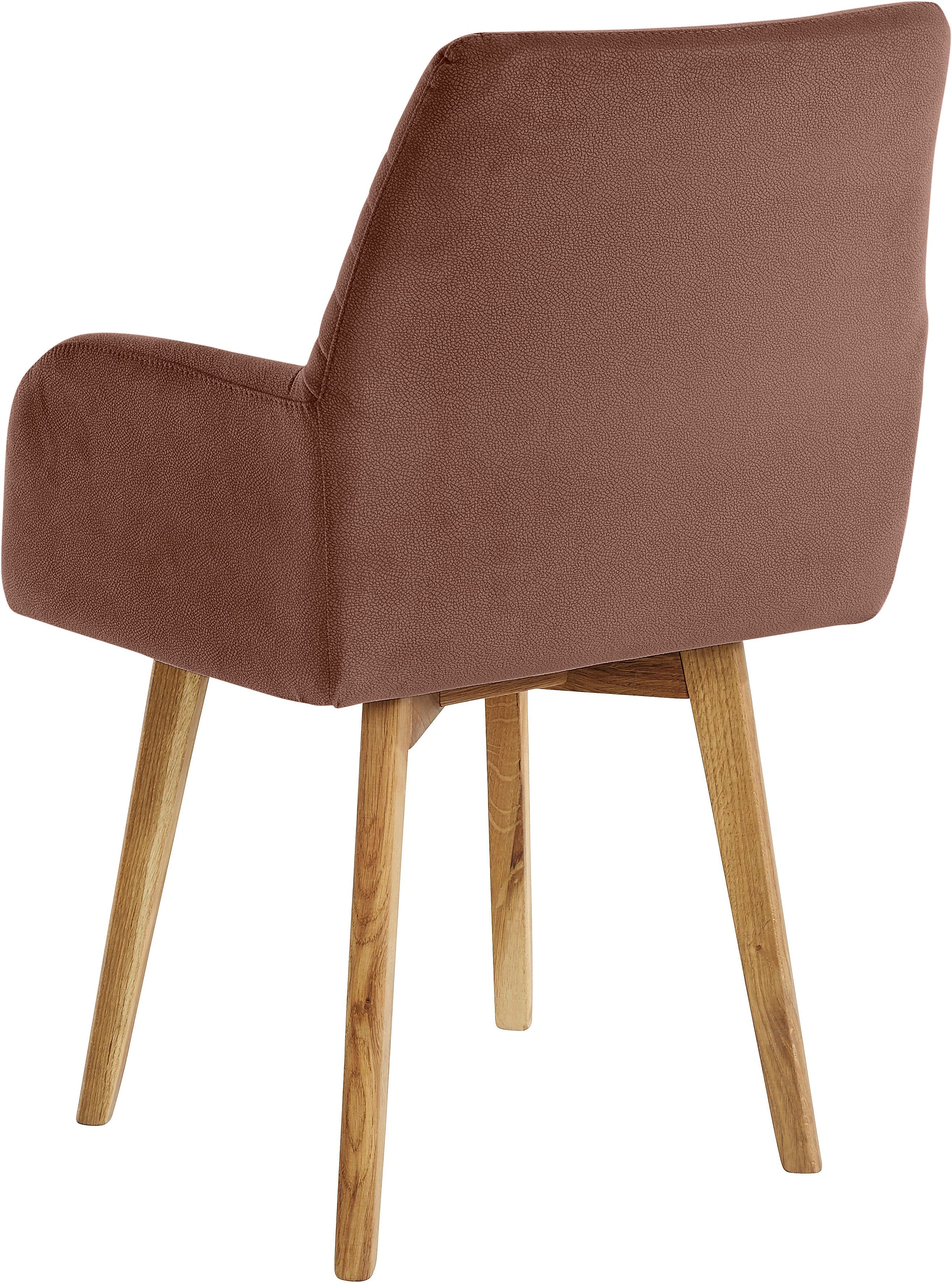 OTTO products Stoel met armleuningen Alessja Bekleding van microvezel, frame van eiken massief hout (set, 2 stuks)