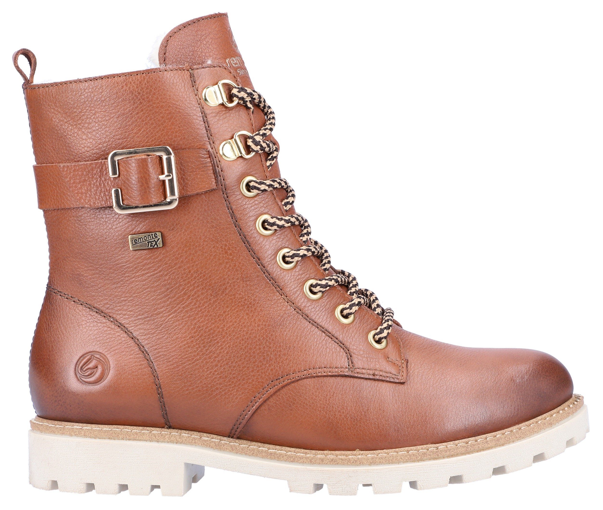 Remonte Winterlaarzen , blokhak, veterschoenen, outdoorschoen met decoratieve gesp