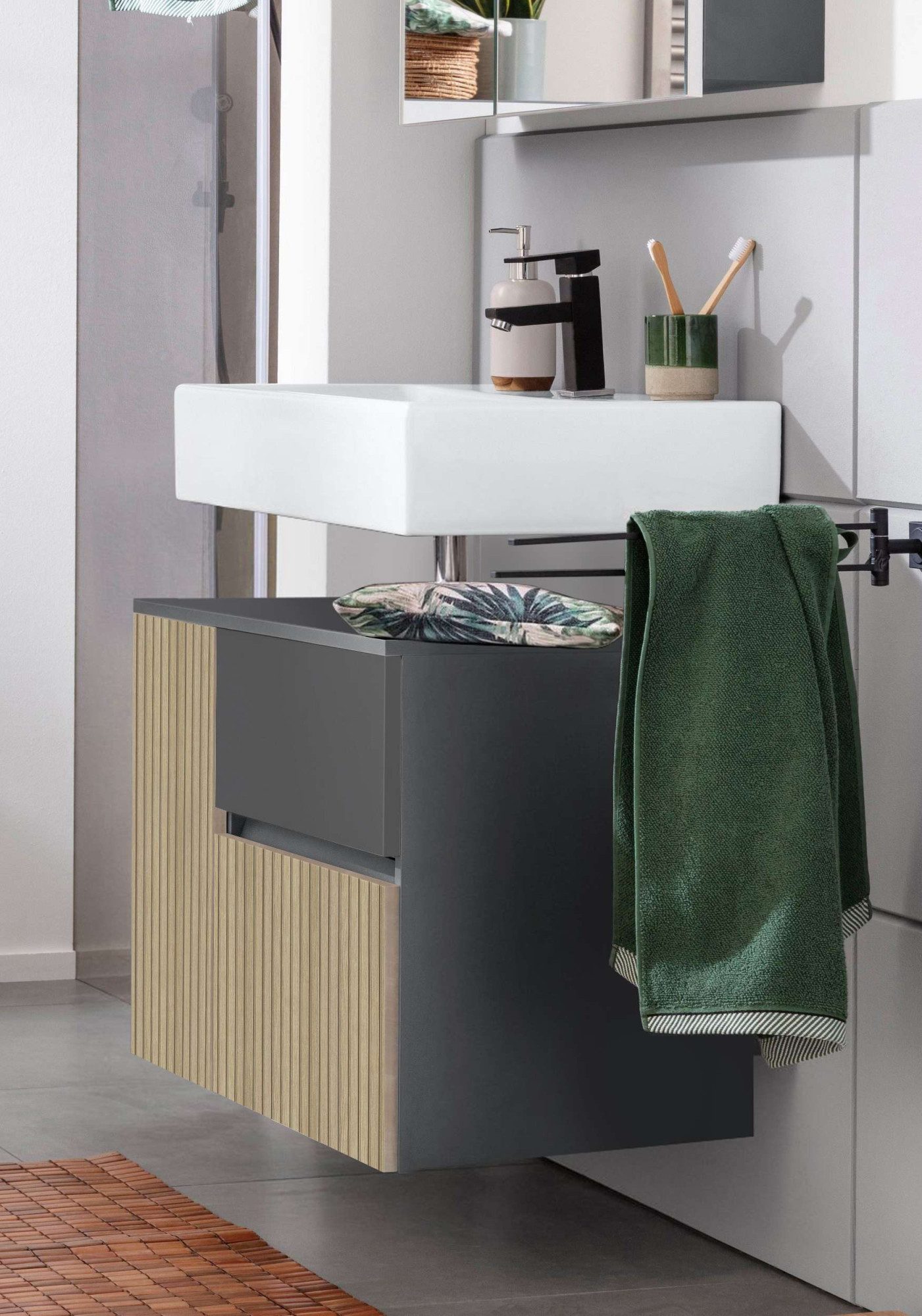 Home affaire Wastafelonderkast Wisla voor wandmontage, sifonaansluiting, push-to-open functie, breedte 80 cm