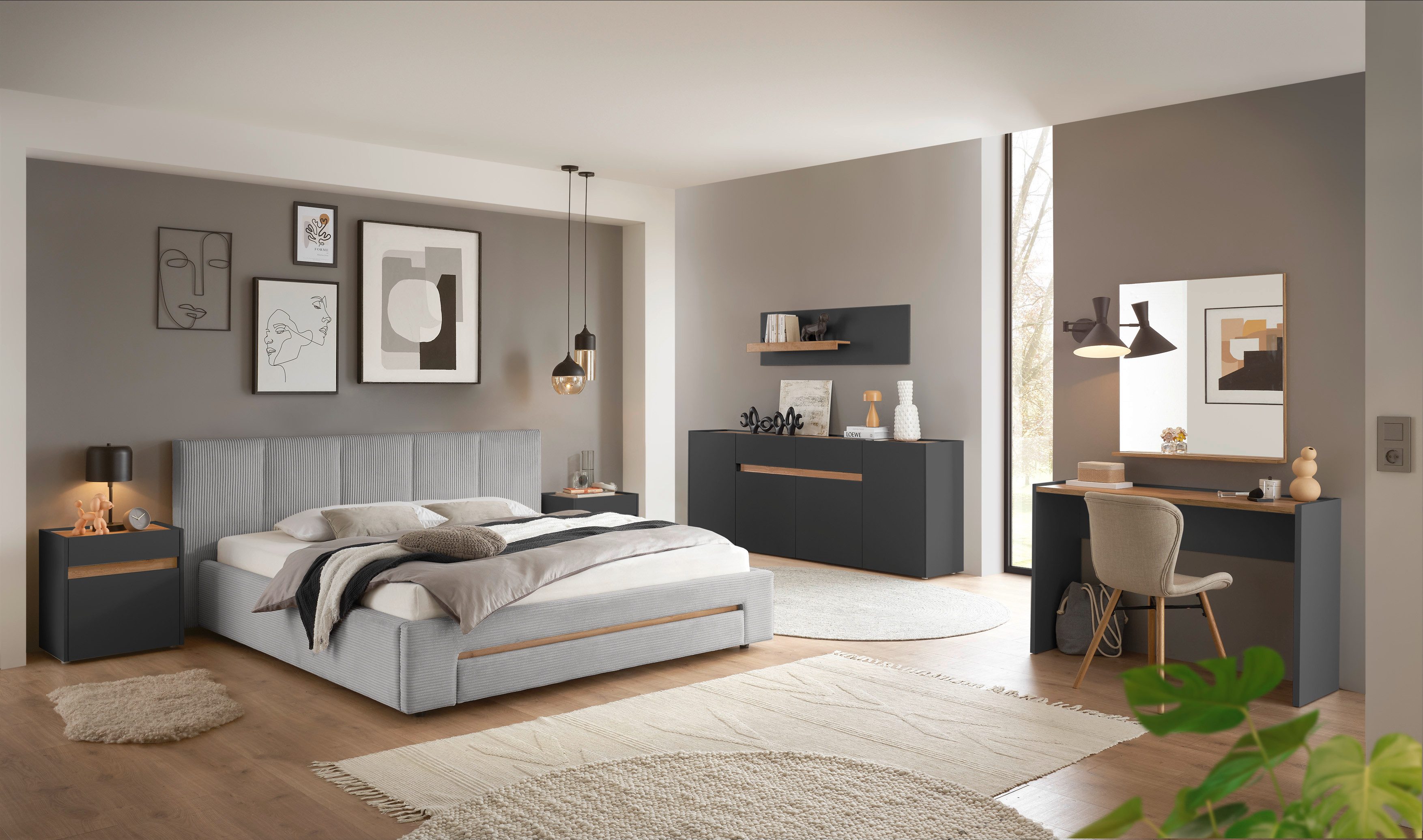 INOSIGN Gestoffeerd bed CiTY/GiRON, bedframe met bedlade, gestoffeerd opbergbed met hondenbed of opberglade, bekleding van corduroy of linnenlook