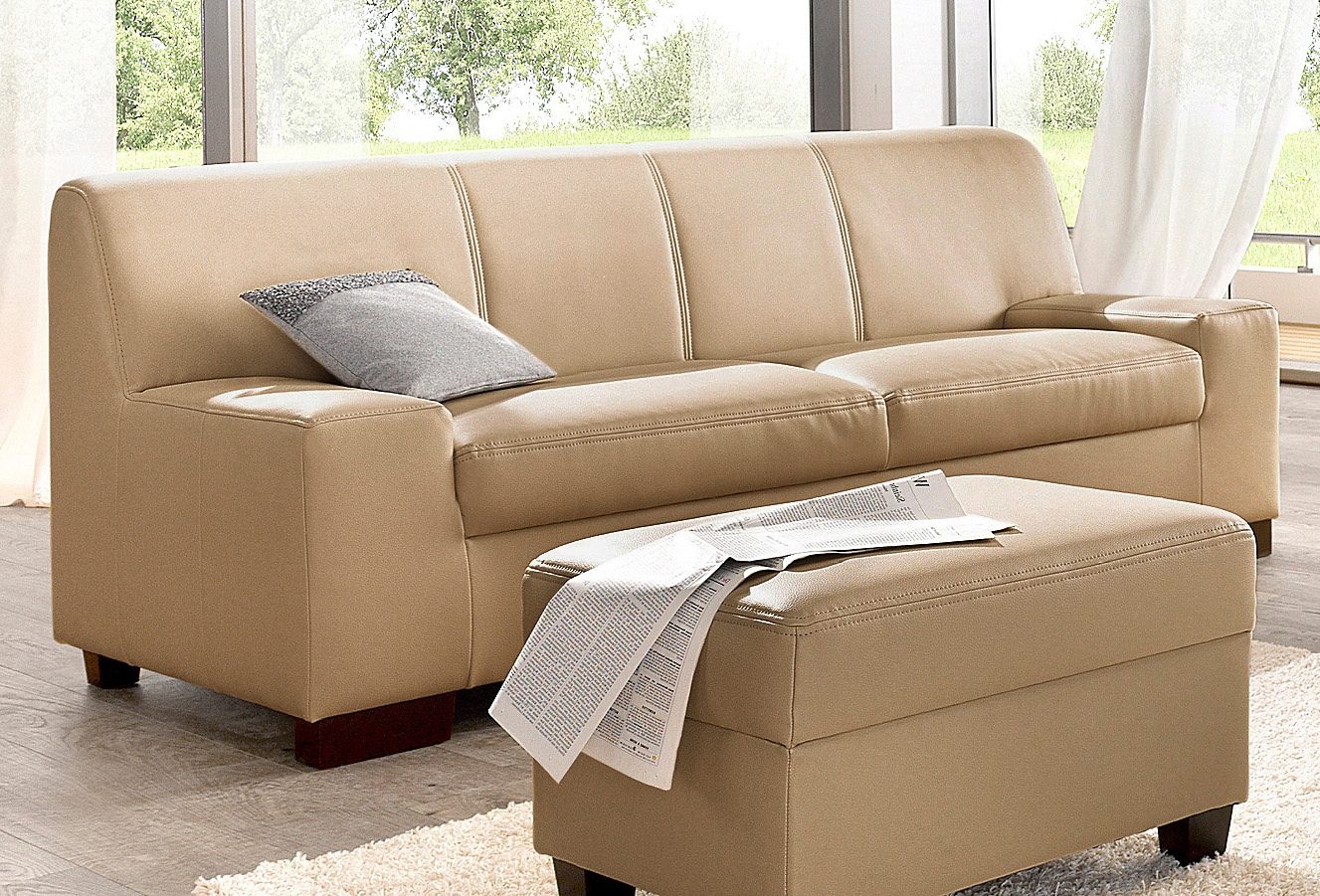 DOMO collection 2-zitsbank Norma, tijdloos, kubisch en elegant, comfortabel, platte armleuningen