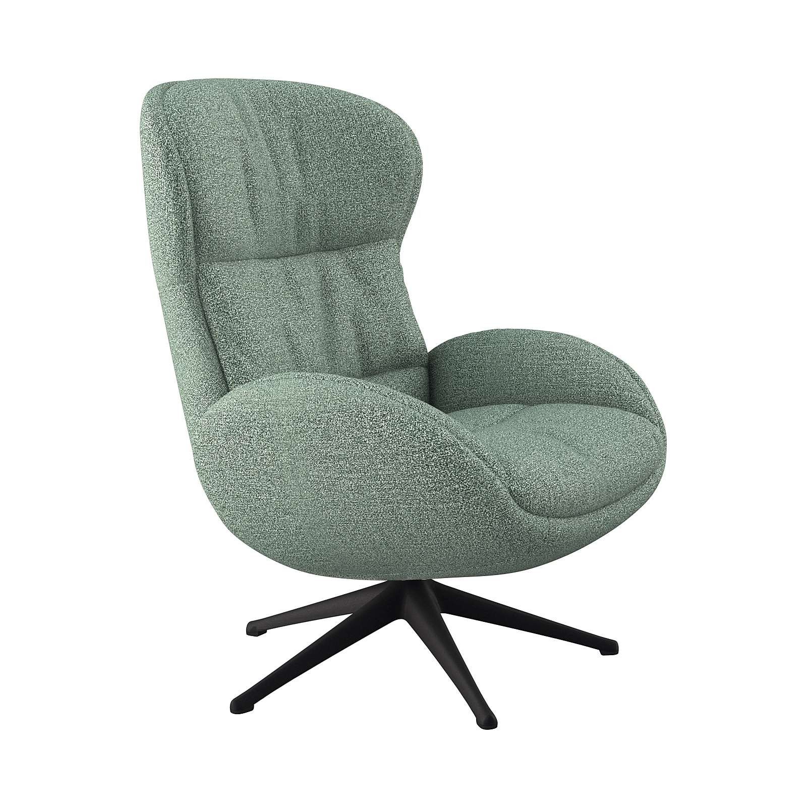 FLEXLUX Relaxfauteuil Haze, TV-stoel, fauteuil, stoffeerstoel Rugdeelverstelling, draaibaar, voet zwart tv-fauteuils maat Bouclé blauw
