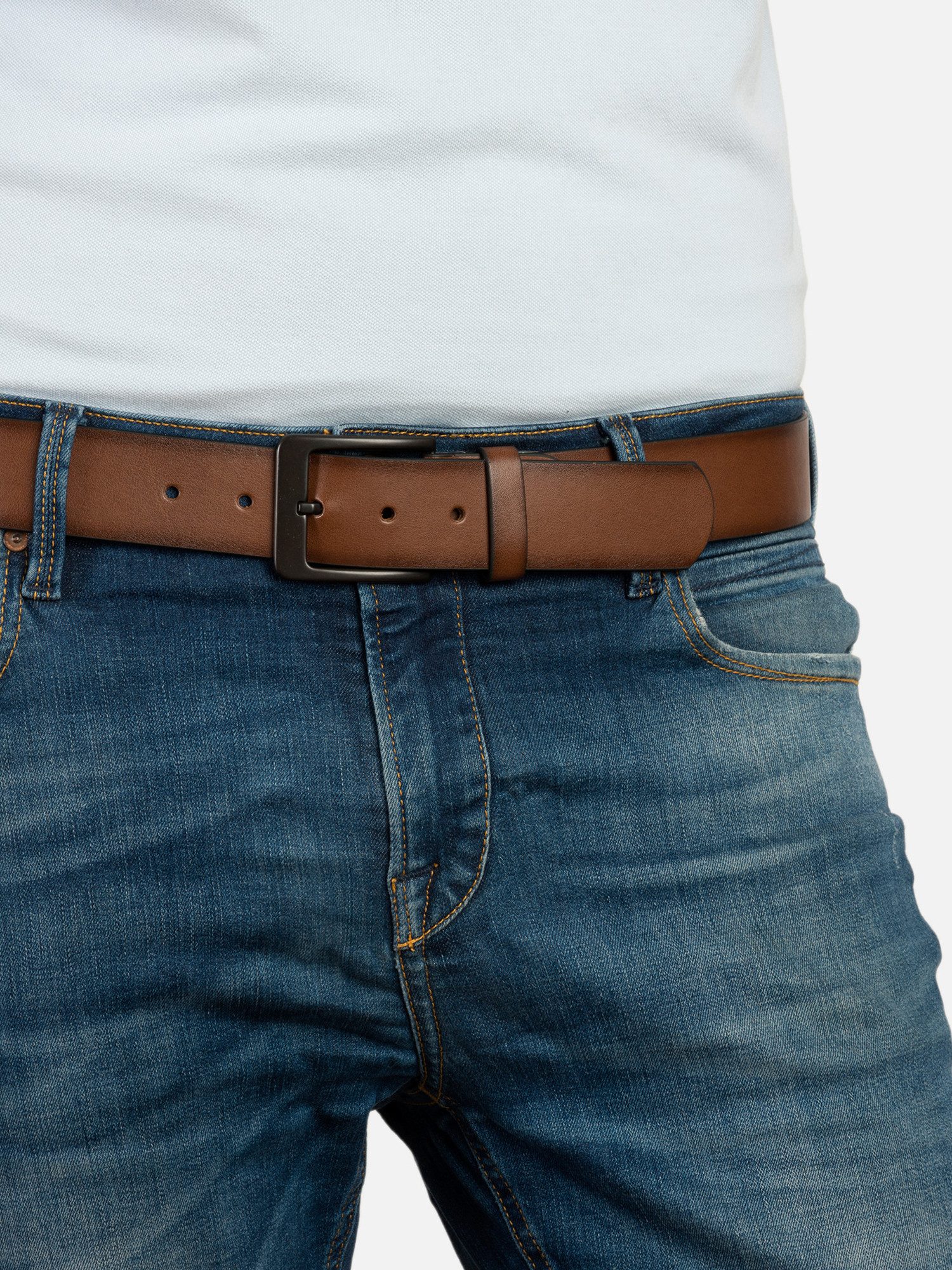 MONTI Leren riem Atlanta met donkere gesp