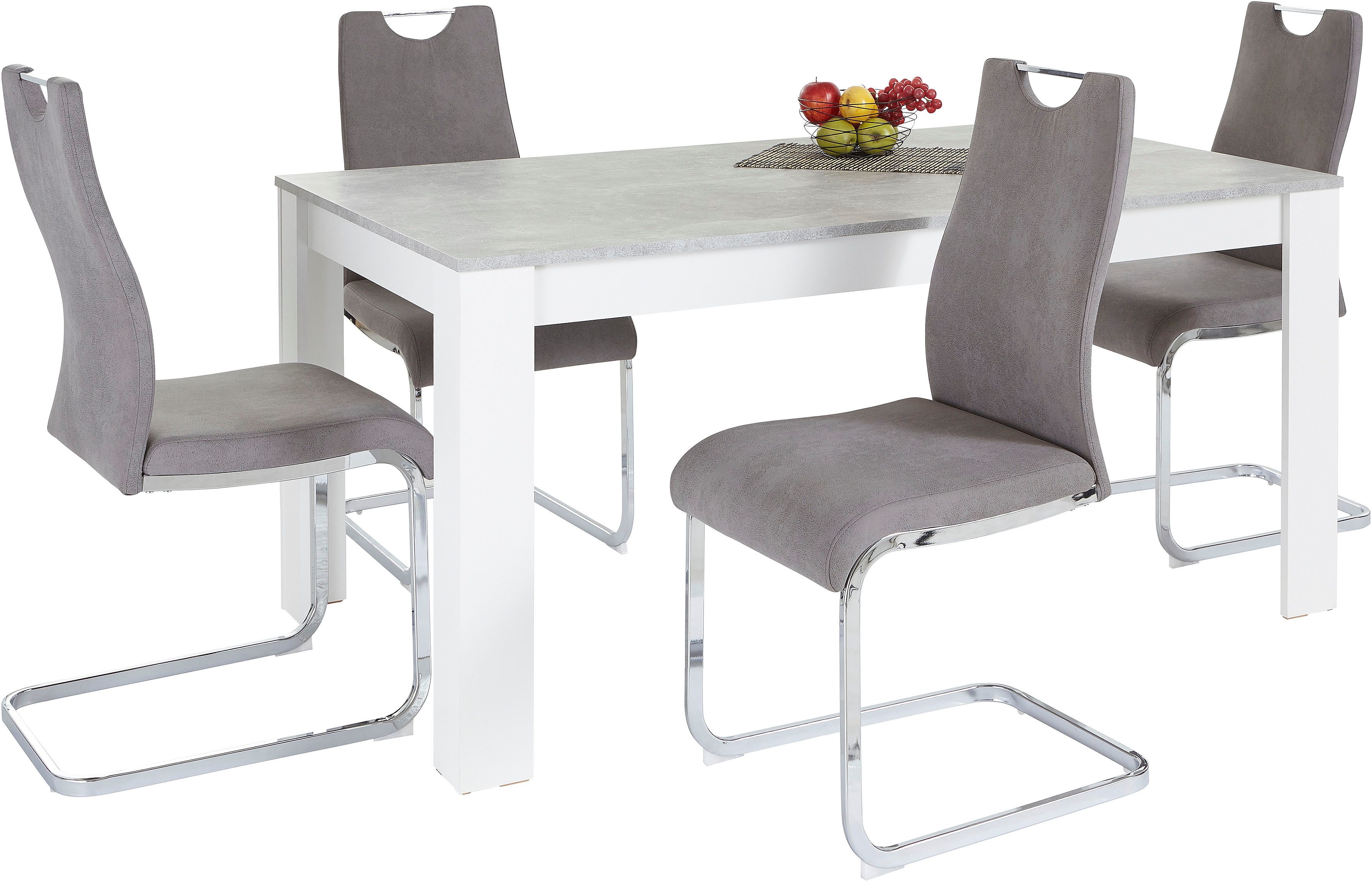 Home affaire Eethoek Milano 4 stoelen en 1 tafel (set, 5-delig)
