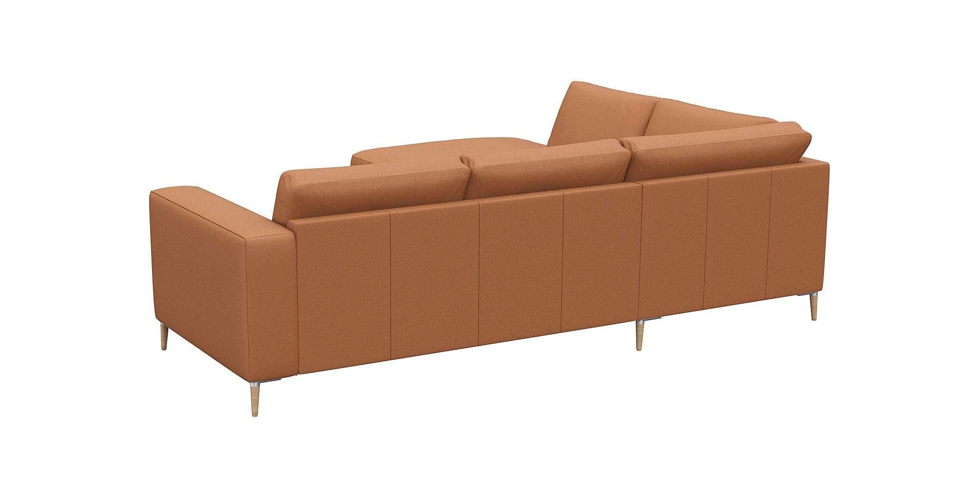 FLEXLUX Hoekbank Fiore, L-vorm brede armleuningen, aluminium/eiken poten, bxd 241x225 cm, koudschuim in de zitting