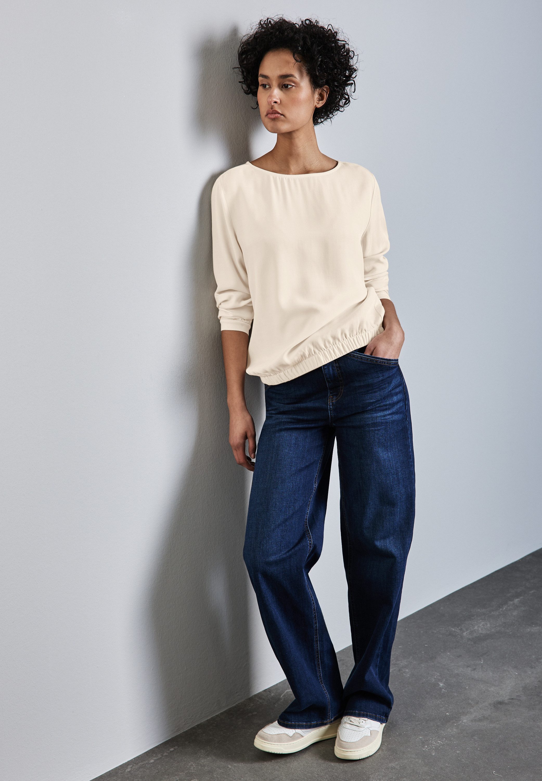 STREET ONE Blouse met lange mouwen met elastische zoom