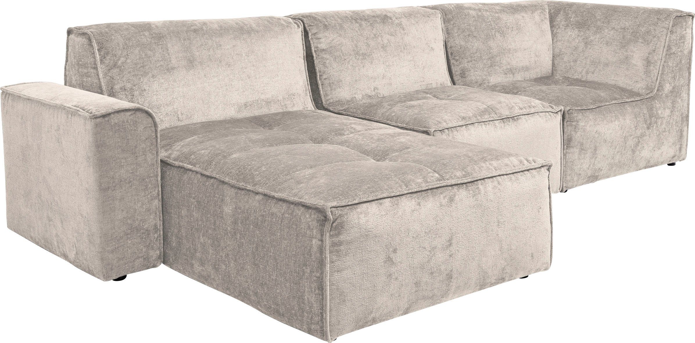 RAUM.ID Hoekbank Monolid L-vorm Afzonderlijke module voor combinatie op maat, bekleding in teddy-look (4-delig)