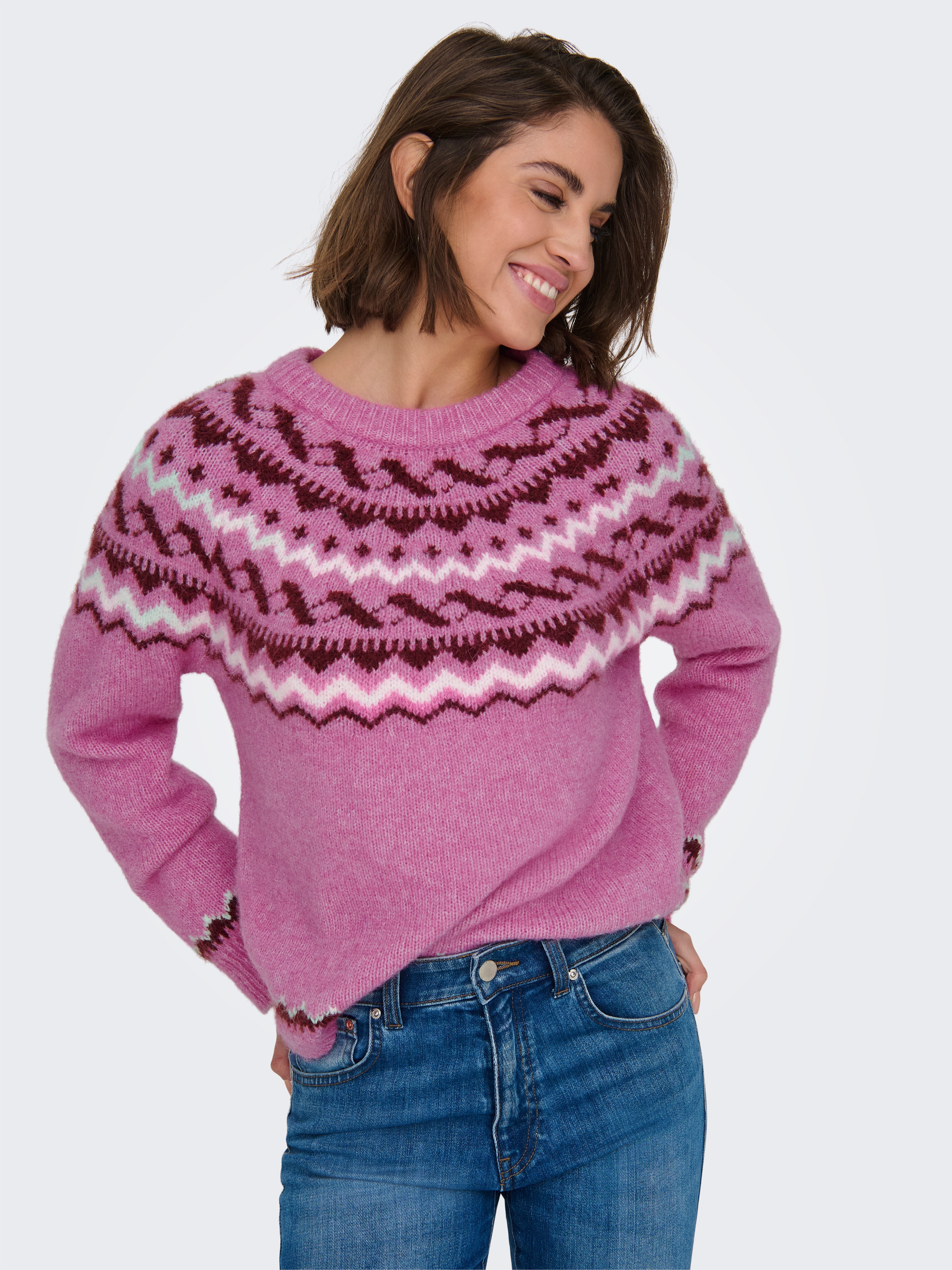 Only Trui met ronde hals ONLISLE LIFE LS O-NECK CC KNT