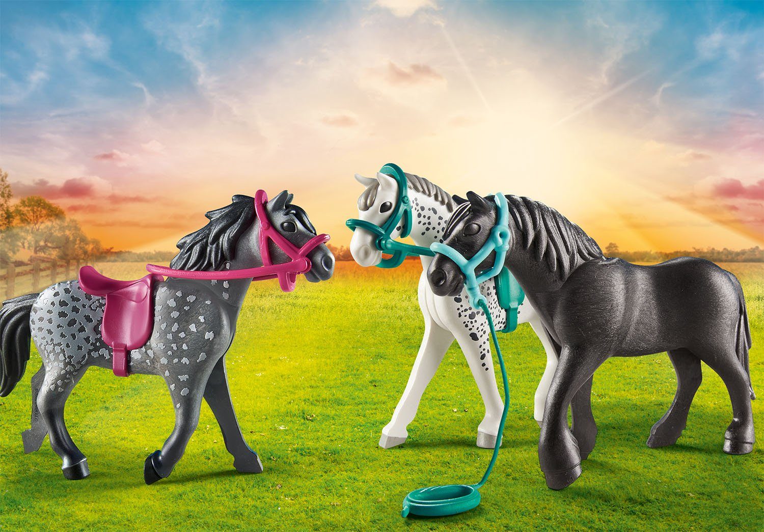 Playmobil® Constructie-speelset 3 paarden: het Friese paard, de Knabstrupper & de Andalusiër (70999), Country (11-delig)