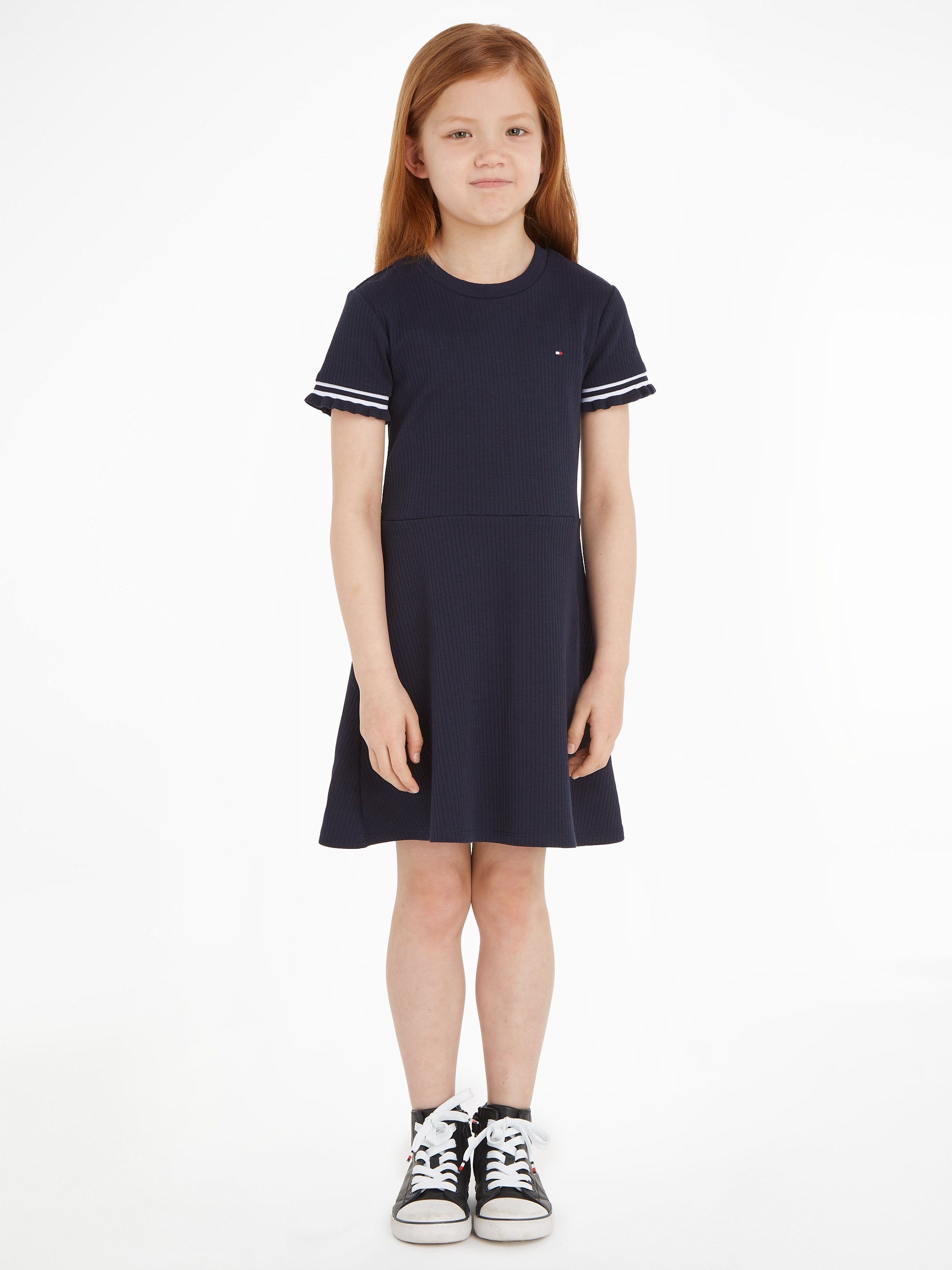 Tommy Hilfiger Jerseyjurk RUFFLE RIB KNIT DRESS