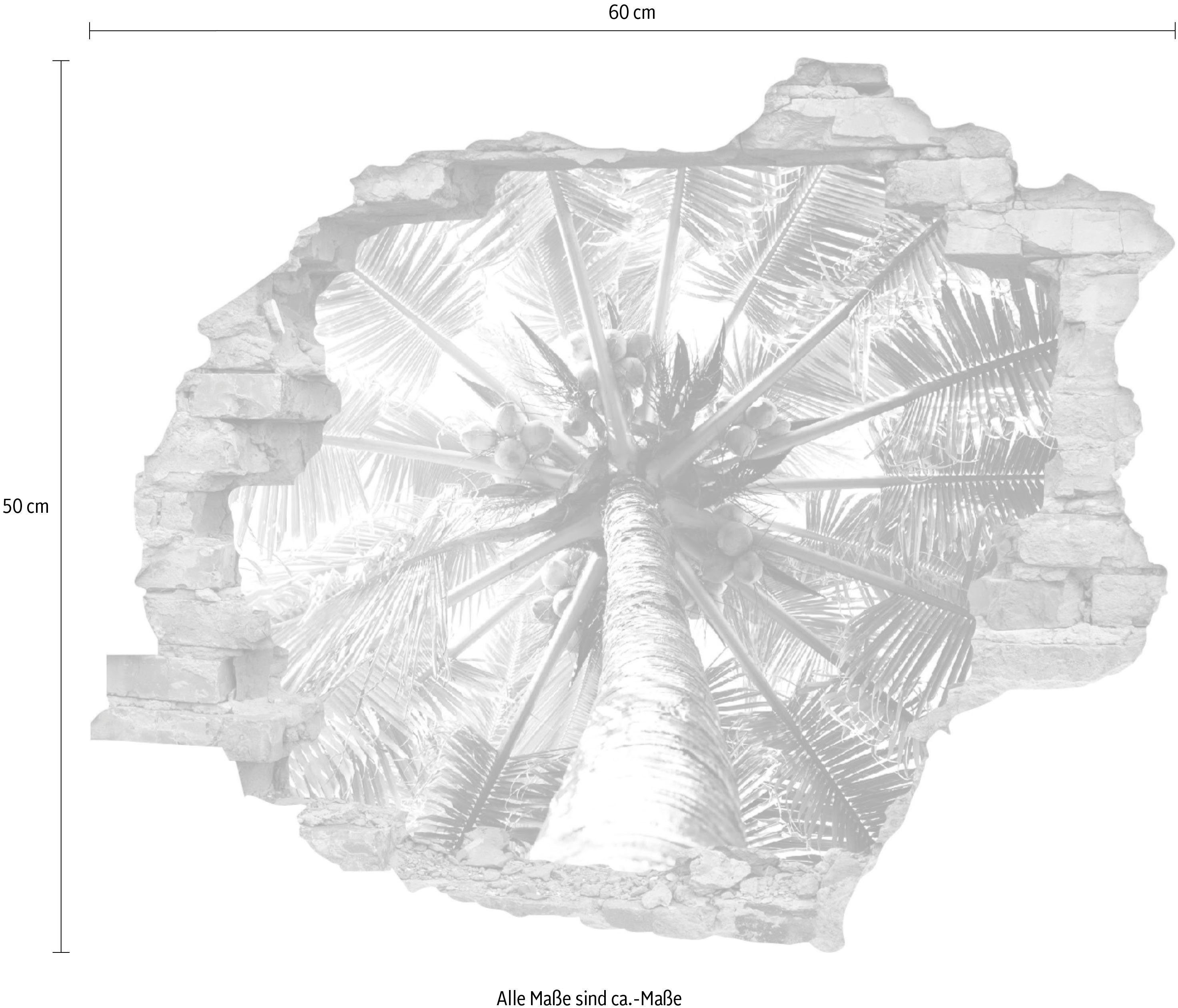 queence Wandfolie Palm Muursticker, muurdecoratie, zelfklevend, 3D, muurdurchbraak (1 stuk)