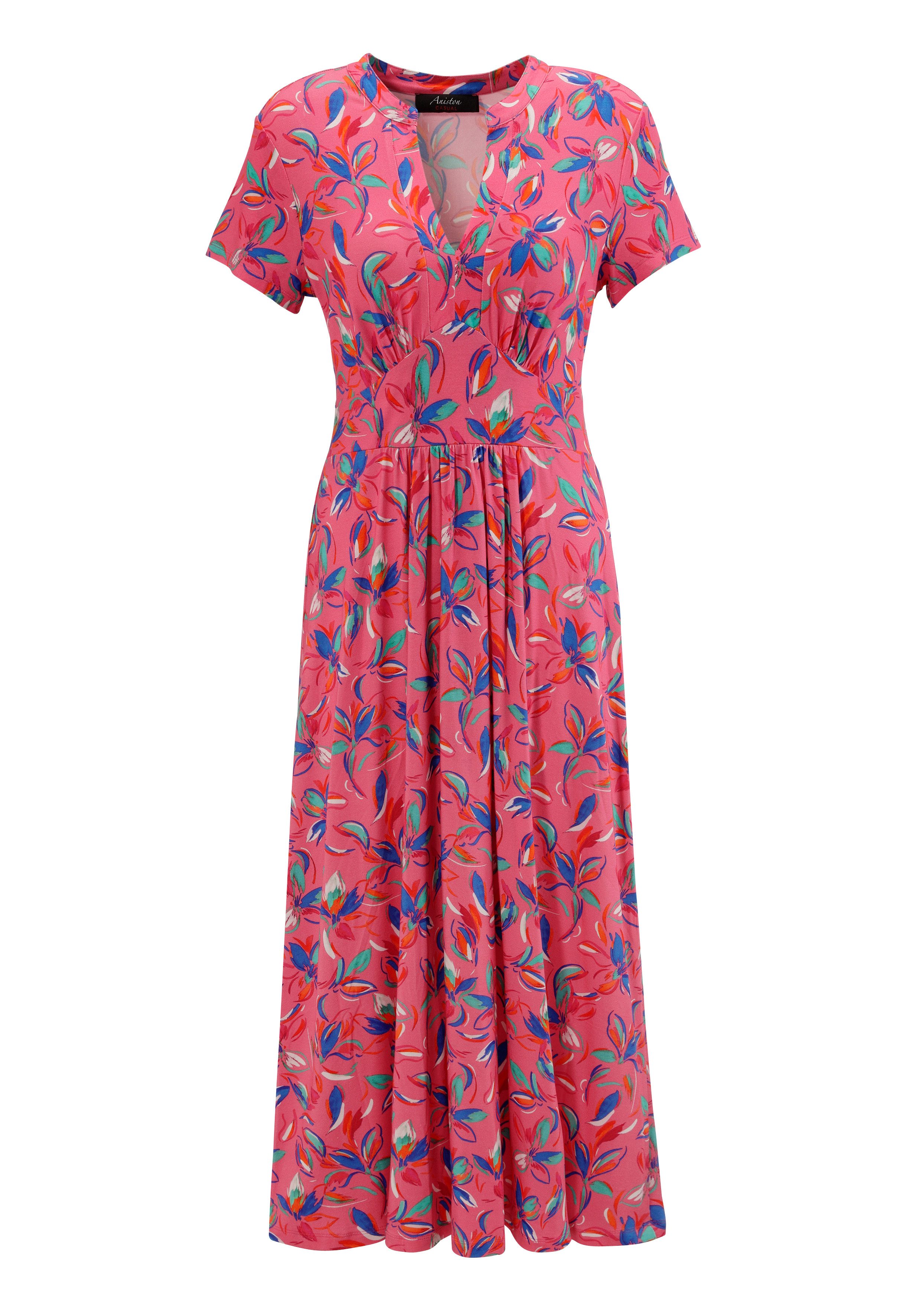 Aniston CASUAL Zomerjurk met kunstzinnige bloemen en bladeren bedrukt nieuwe collectie