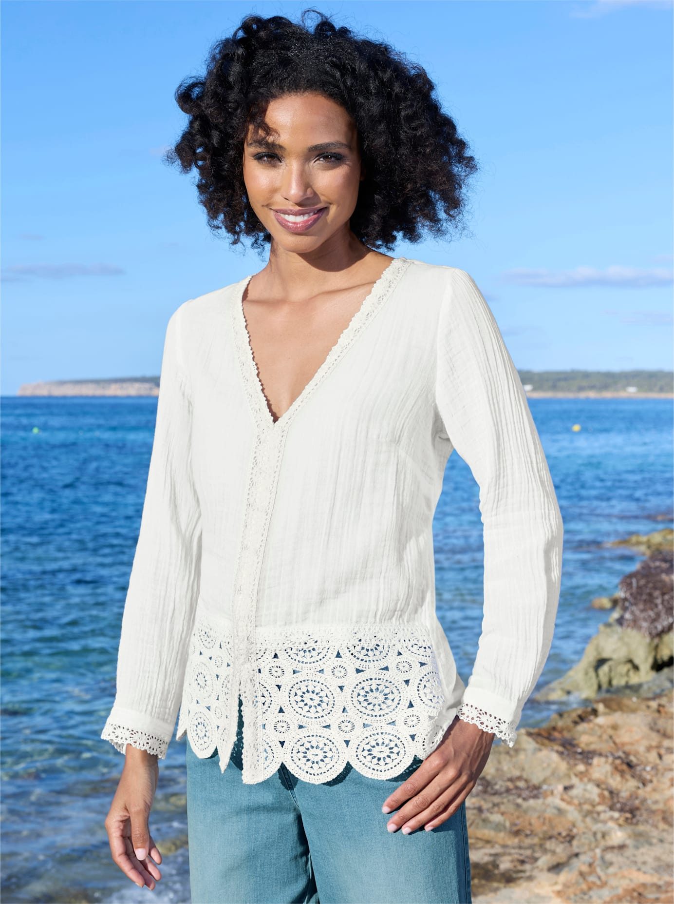 heine Blouse met lange mouwen dames blouses maat 44 beige