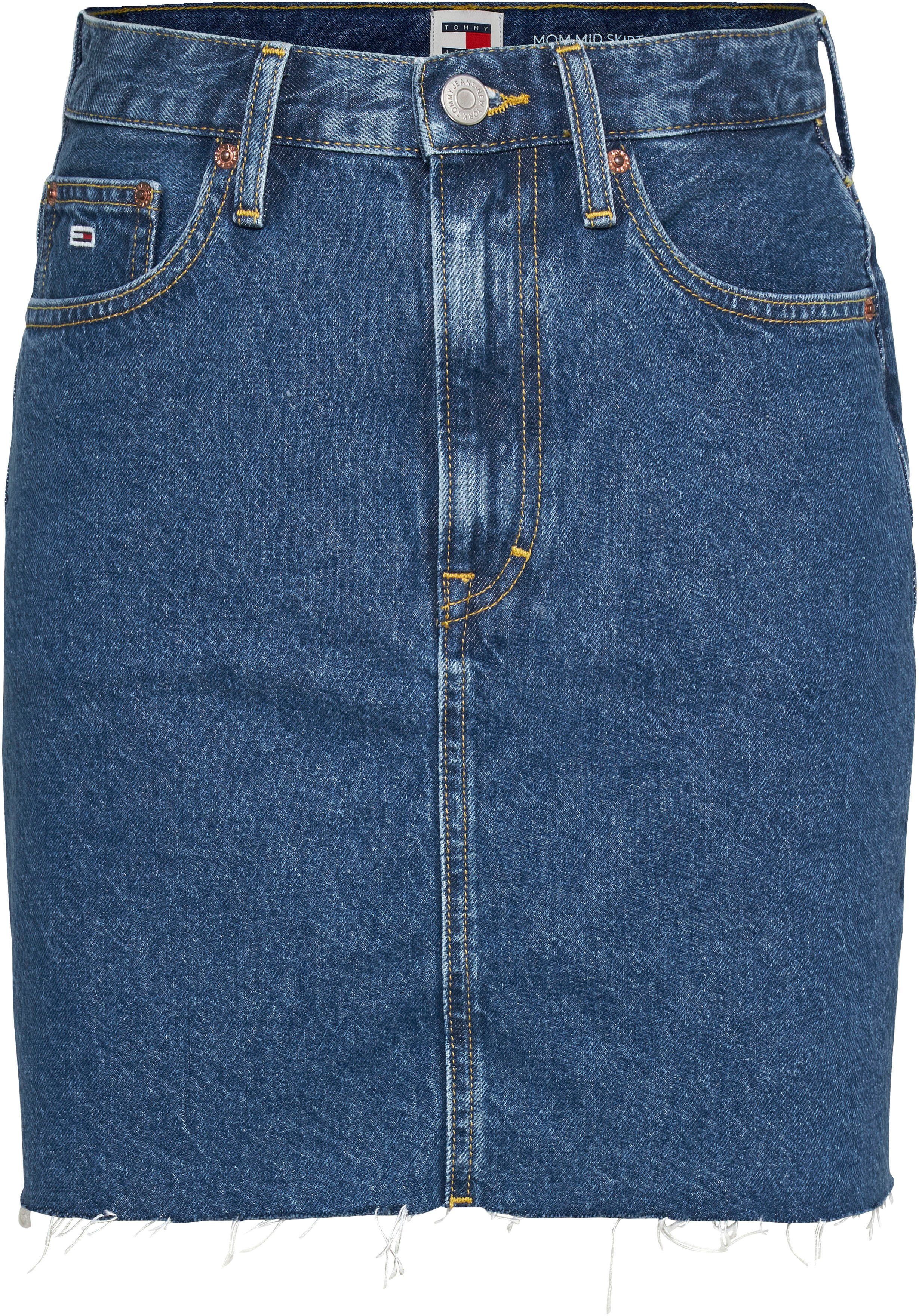 TOMMY Jeans rok MOM UH SKIRT AH4035 Webrok met logo-borduring