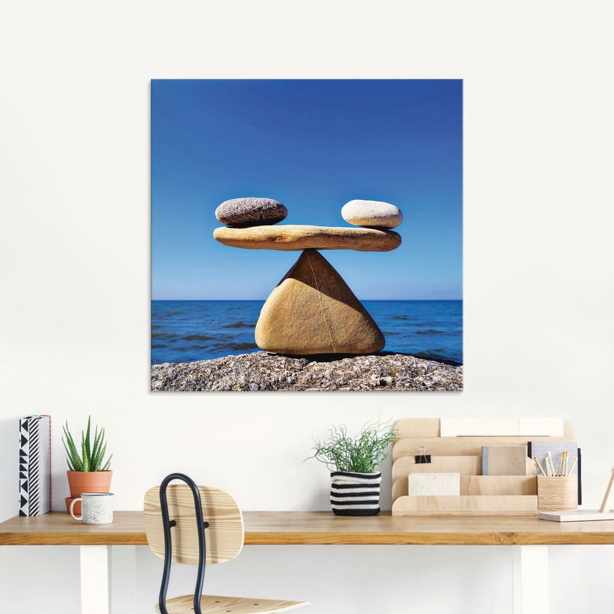 Artland Print op glas Evenwicht - stenen zee